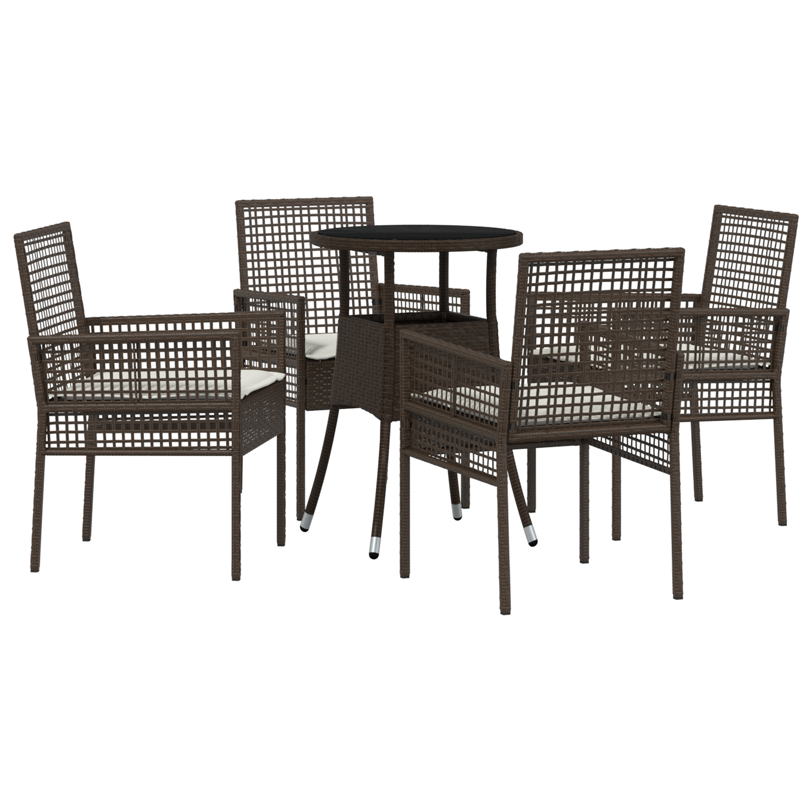 5 Piece Garden Dining Set Brown Poly Rattan - Image 2