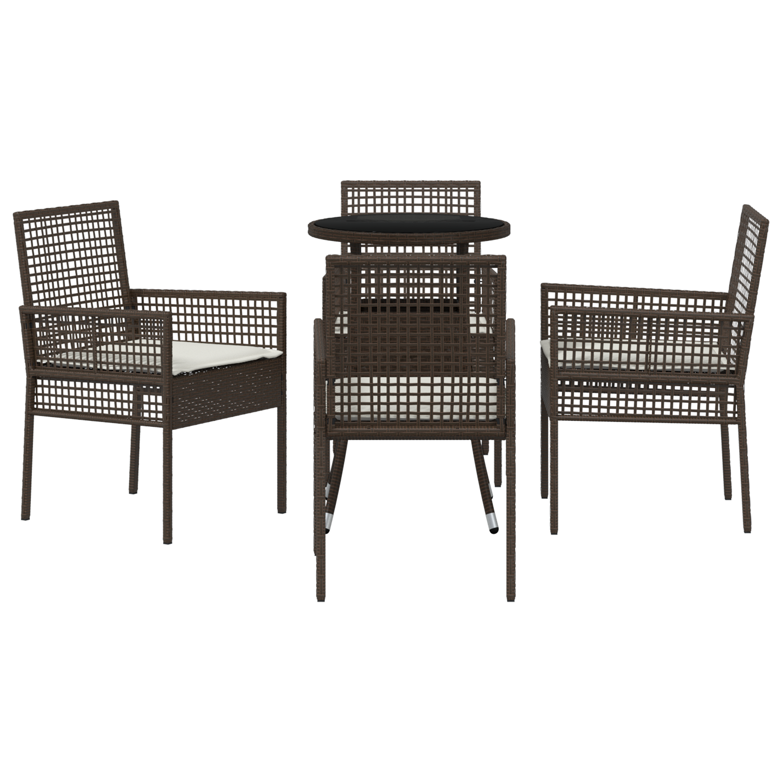 5 Piece Garden Dining Set Brown Poly Rattan - Image 7
