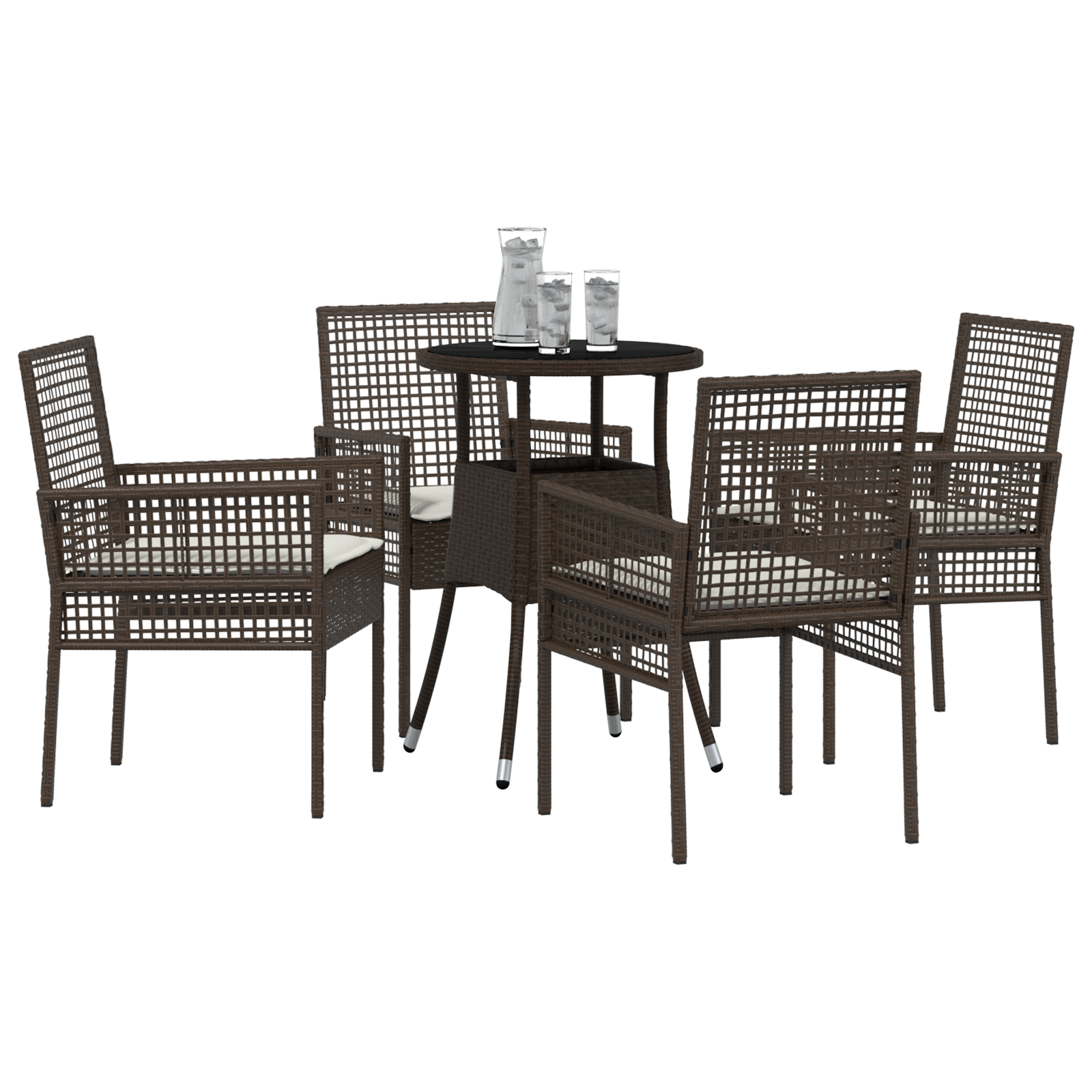 5 Piece Garden Dining Set Brown Poly Rattan - Image 3