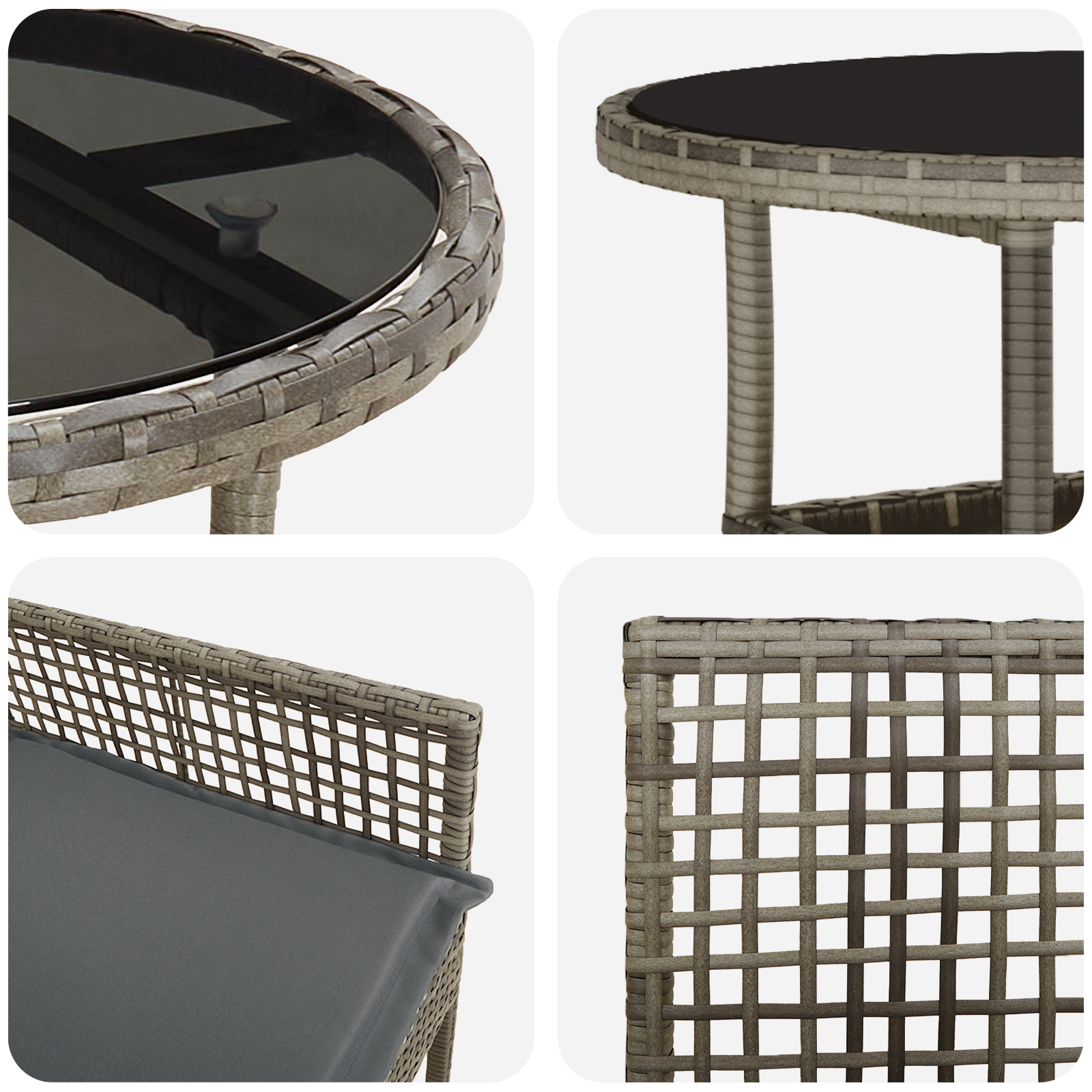 5 Piece Garden Dining Set Grey Poly Rattan - Image 9