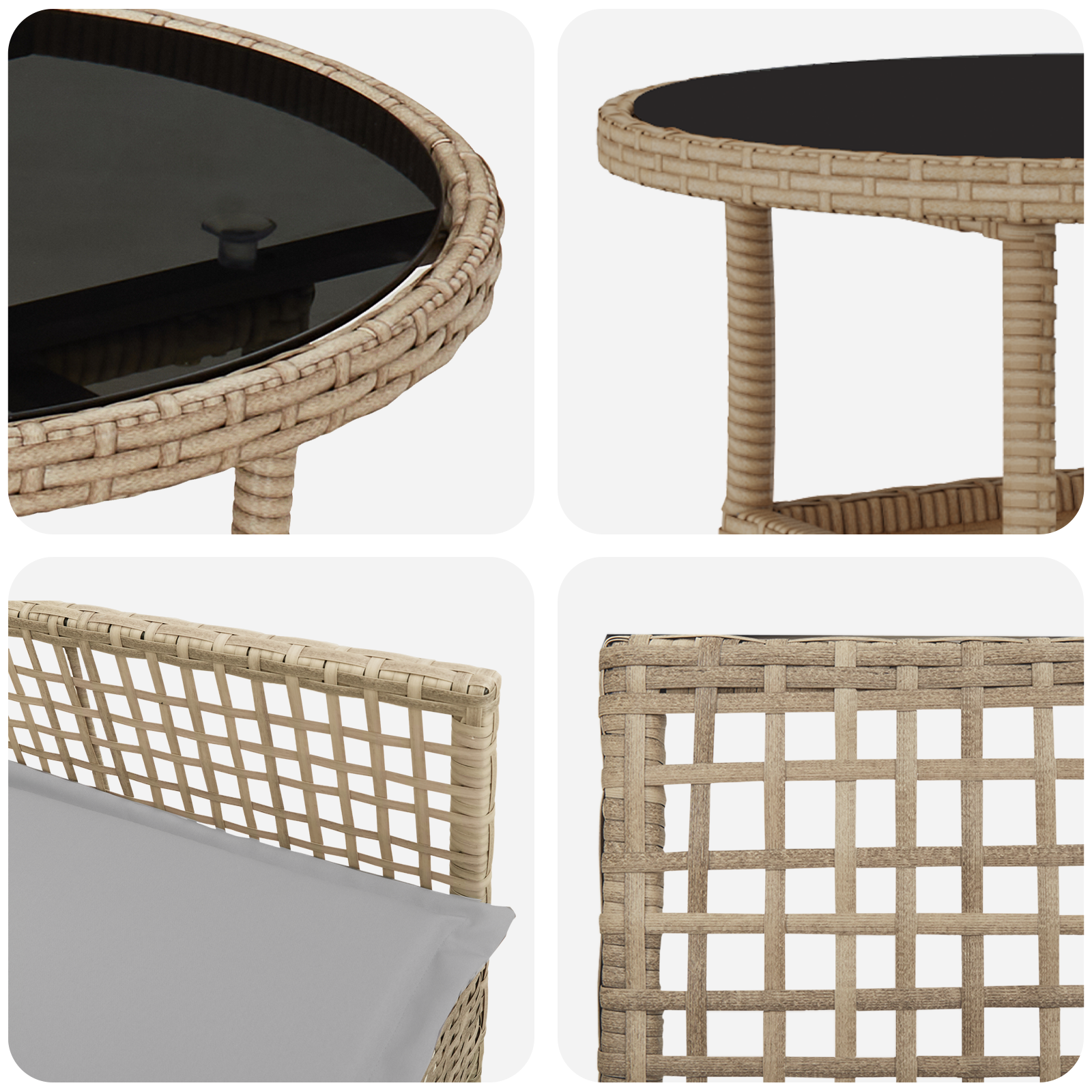 3 Piece Garden Dining Set Beige Poly Rattan - Image 9