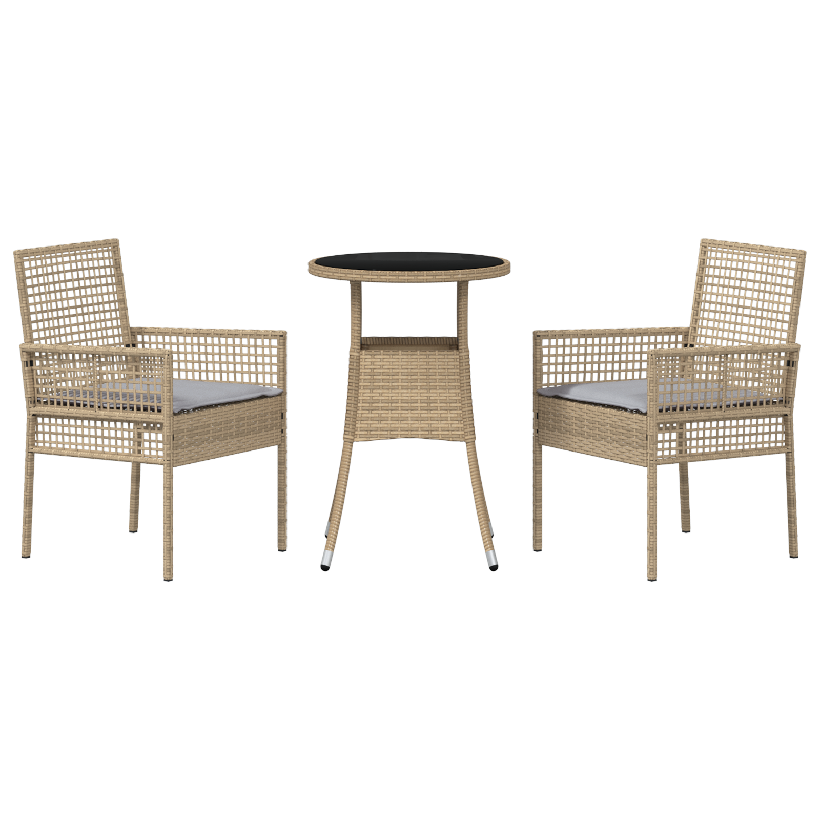 3 Piece Garden Dining Set Beige Poly Rattan - Image 7