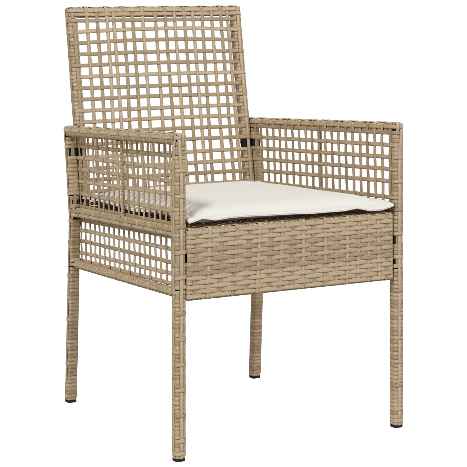 3 Piece Garden Dining Set Beige Poly Rattan - Image 6