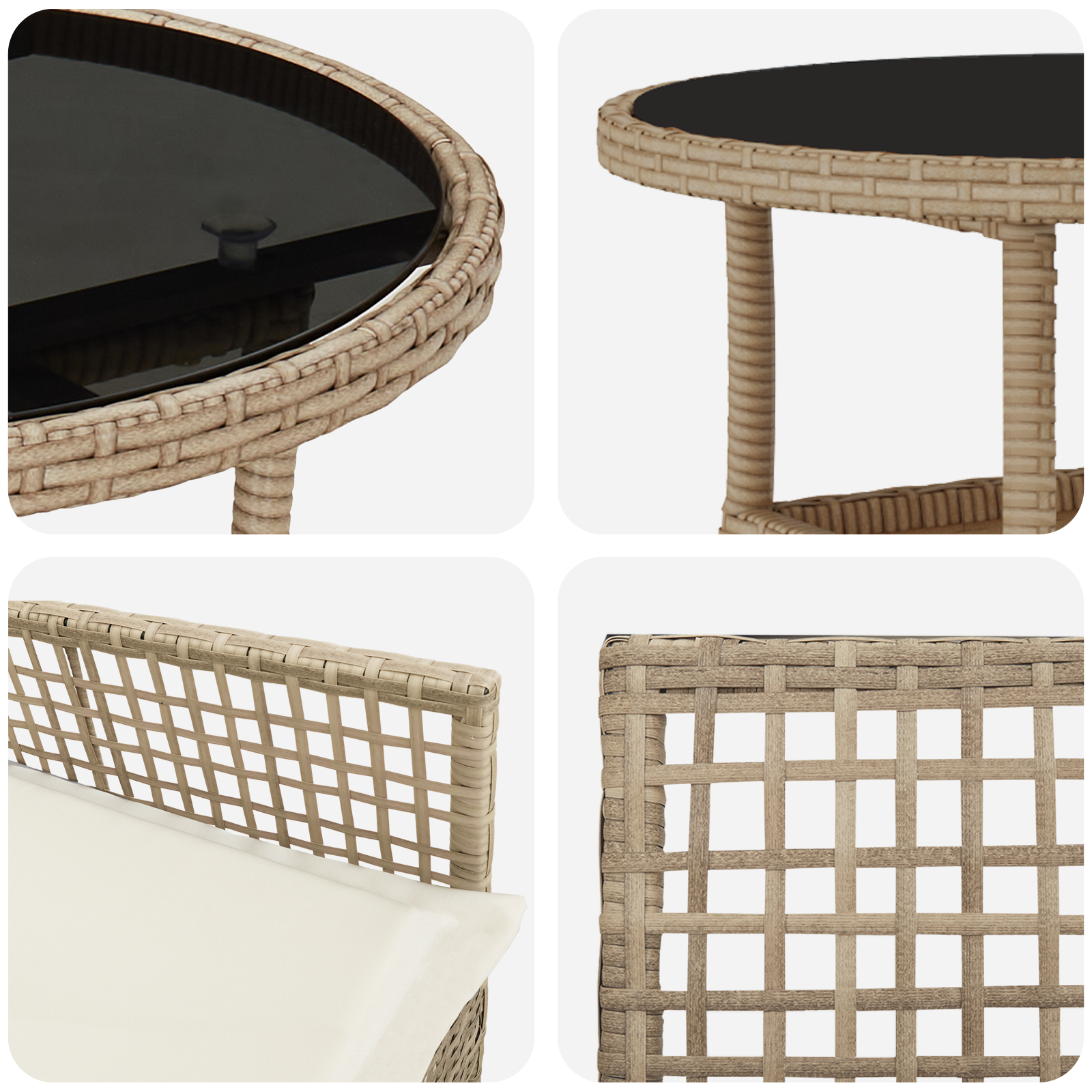 5 Piece Garden Dining Set Beige Poly Rattan - Image 9