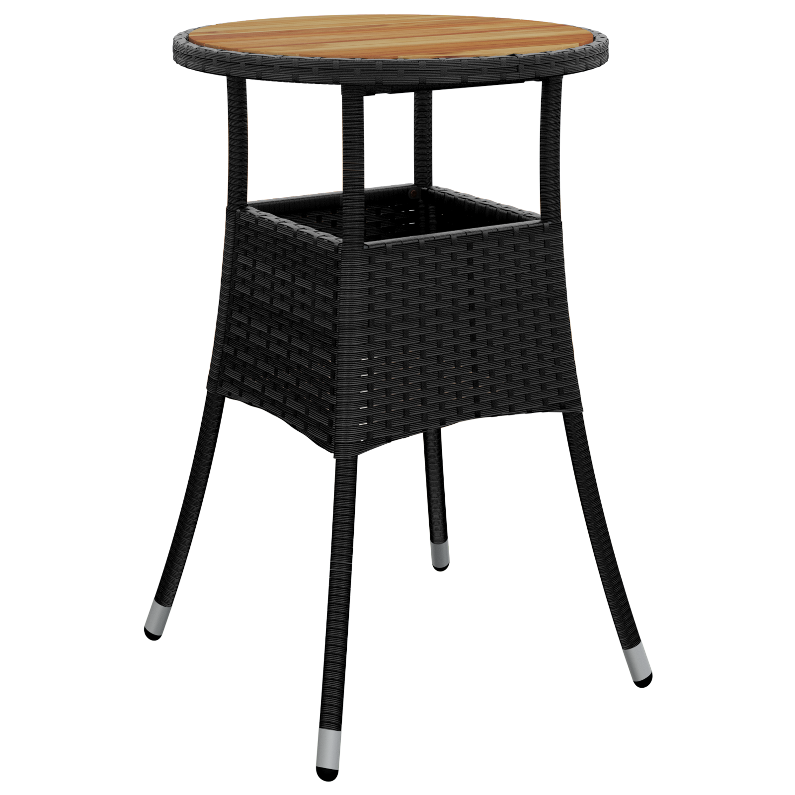 3 Piece Garden Dining Set Black Poly Rattan - Image 5