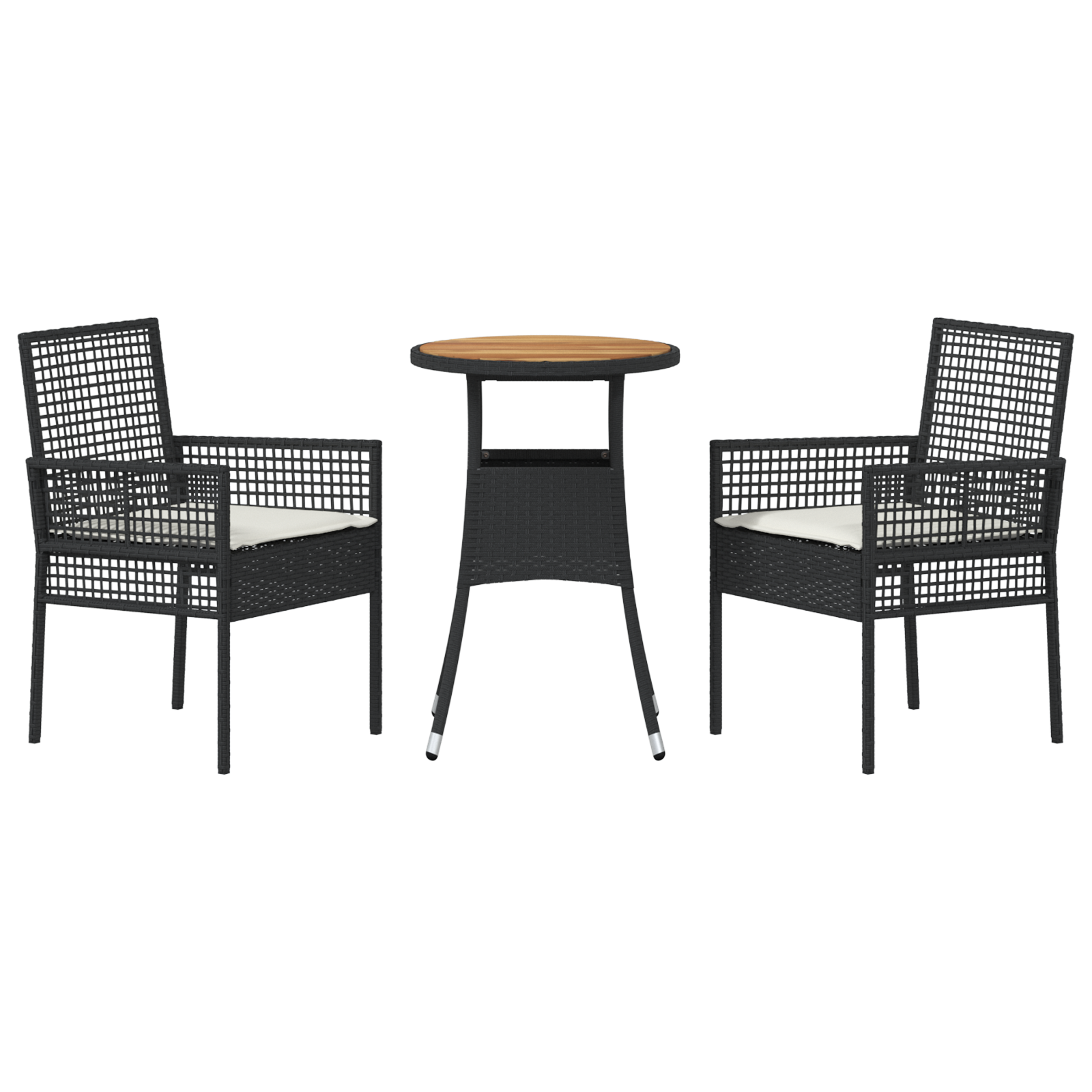 3 Piece Garden Dining Set Black Poly Rattan - Image 7