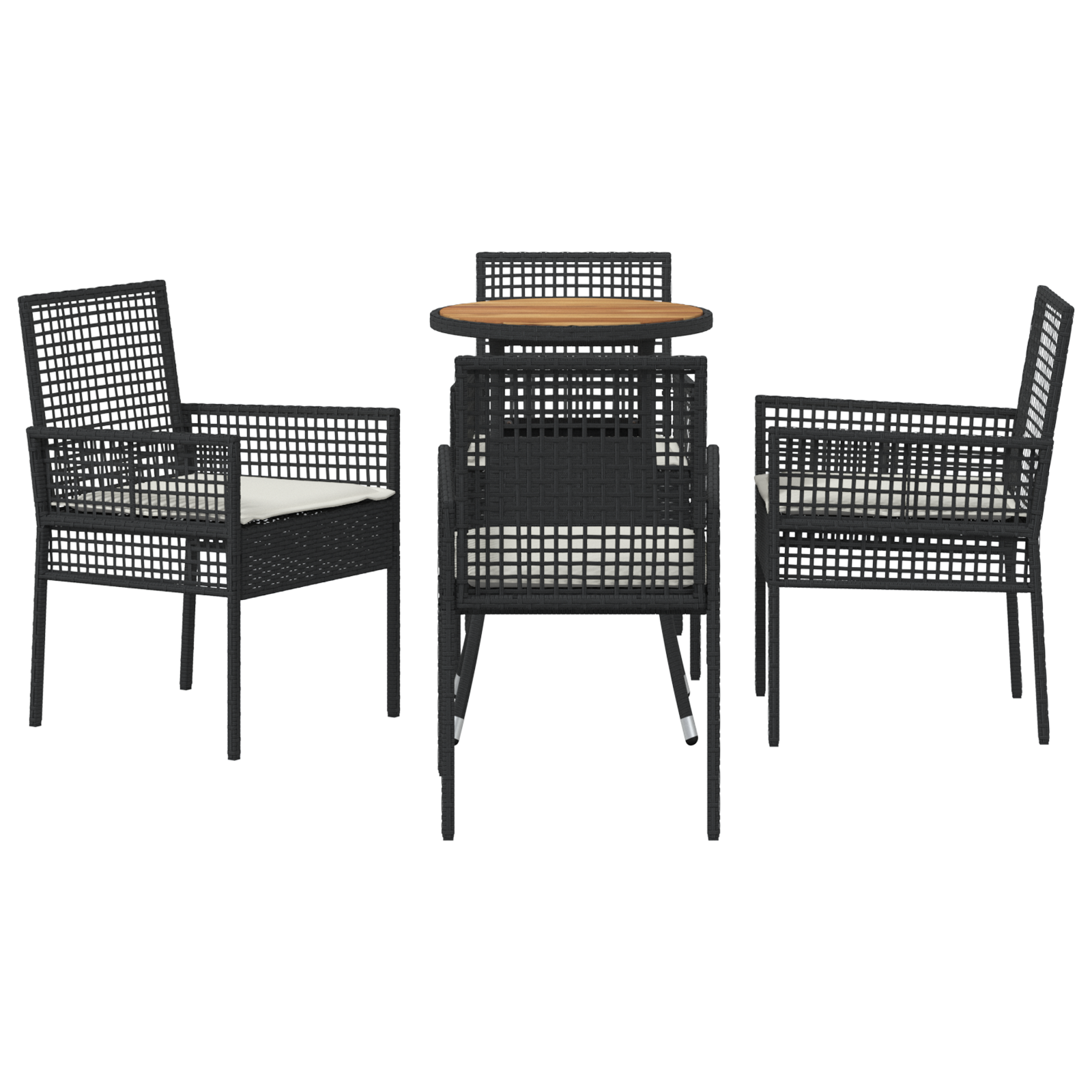5 Piece Garden Dining Set Black Poly Rattan - Image 7