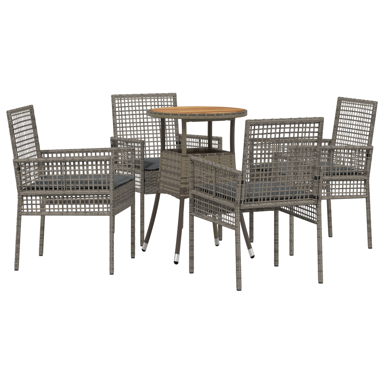5 Piece Garden Dining Set Grey Poly Rattan - Image 2
