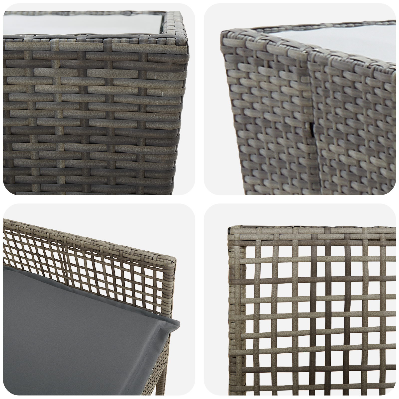 3 Piece Garden Bistro Set with Cushions Grey Poly Rattan - Image 9