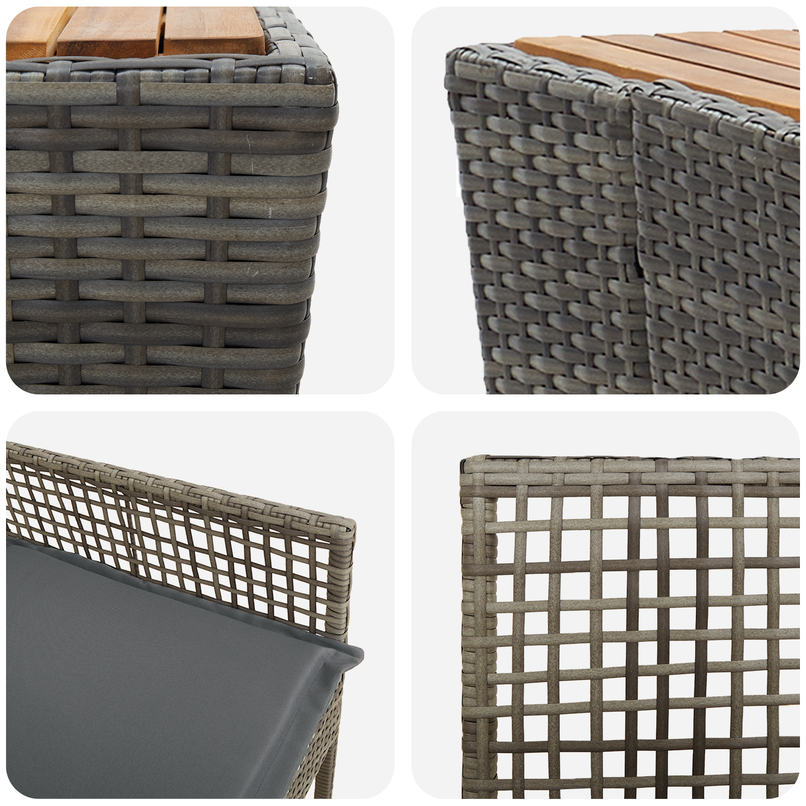 3 Piece Garden Bistro Set with Cushions Grey Poly Rattan - Image 9