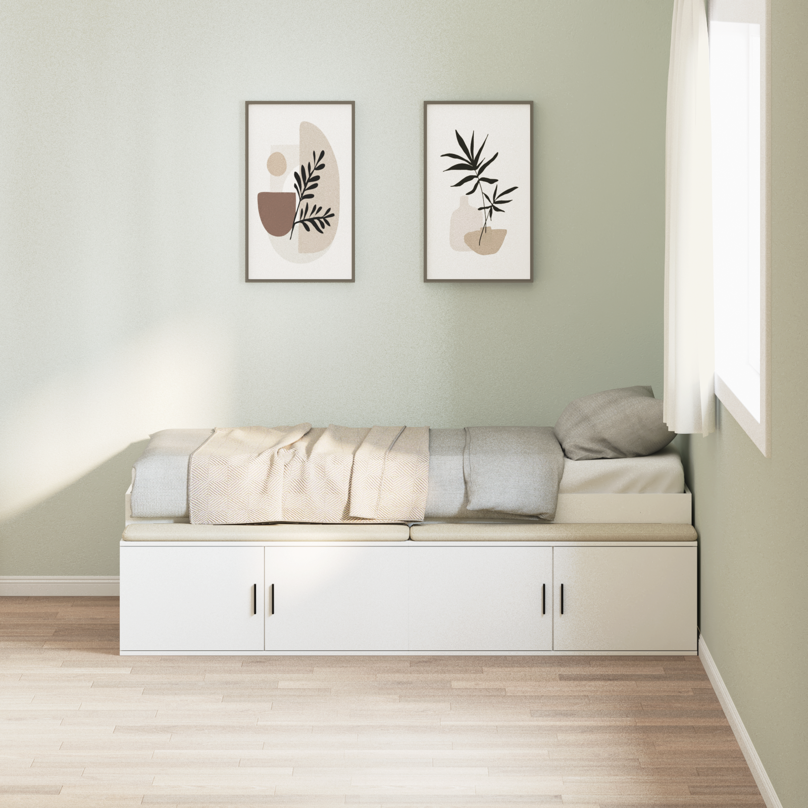 Storage Bed Frame White 100x200 cm