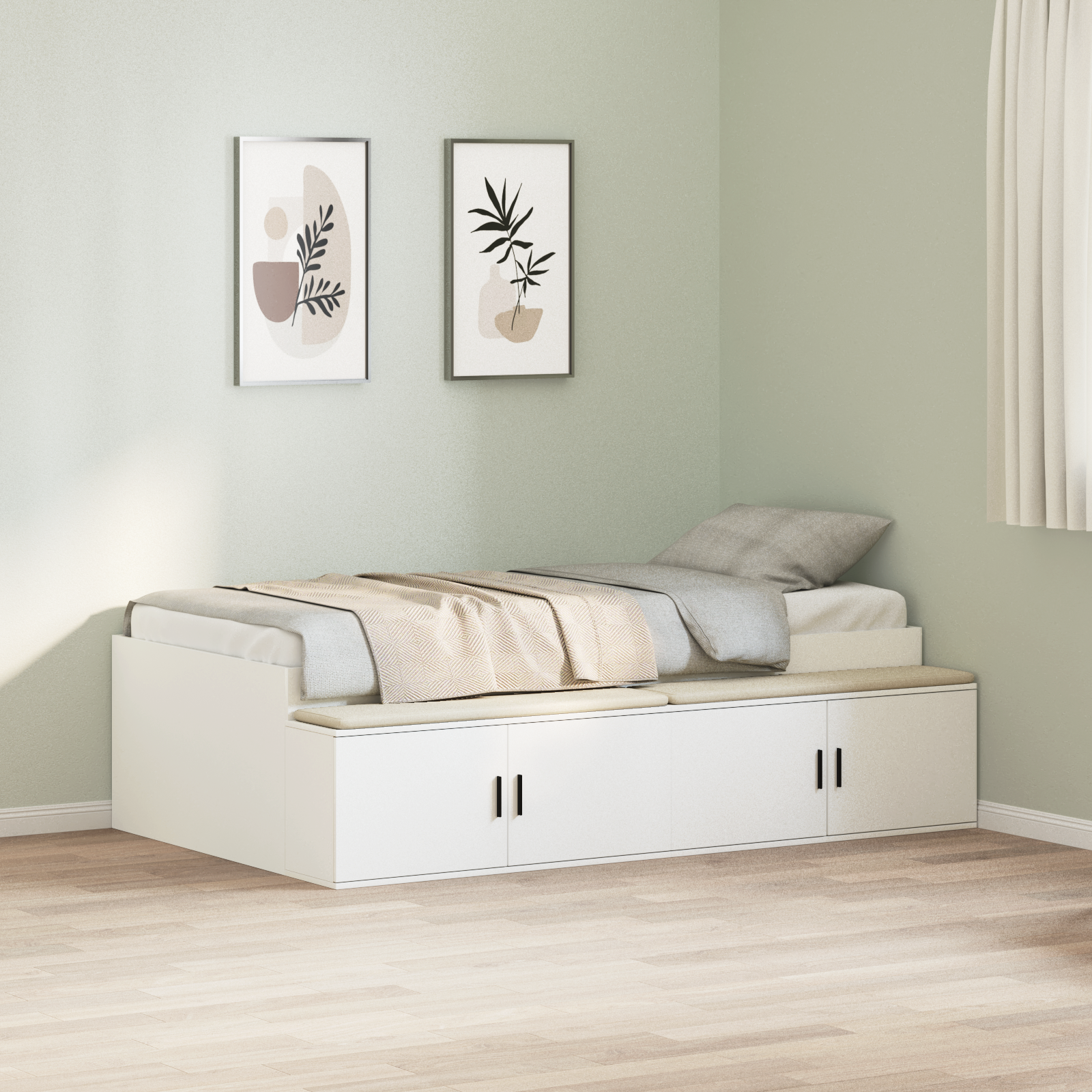 Storage Bed Frame White 100x200 cm - Image 4