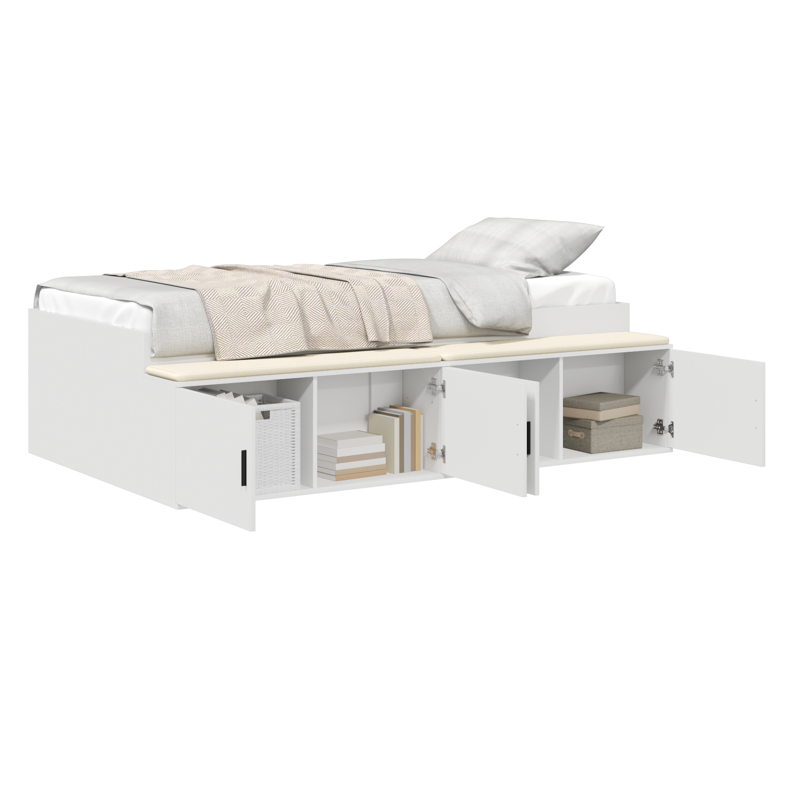 Storage Bed Frame White 100x200 cm - Image 2