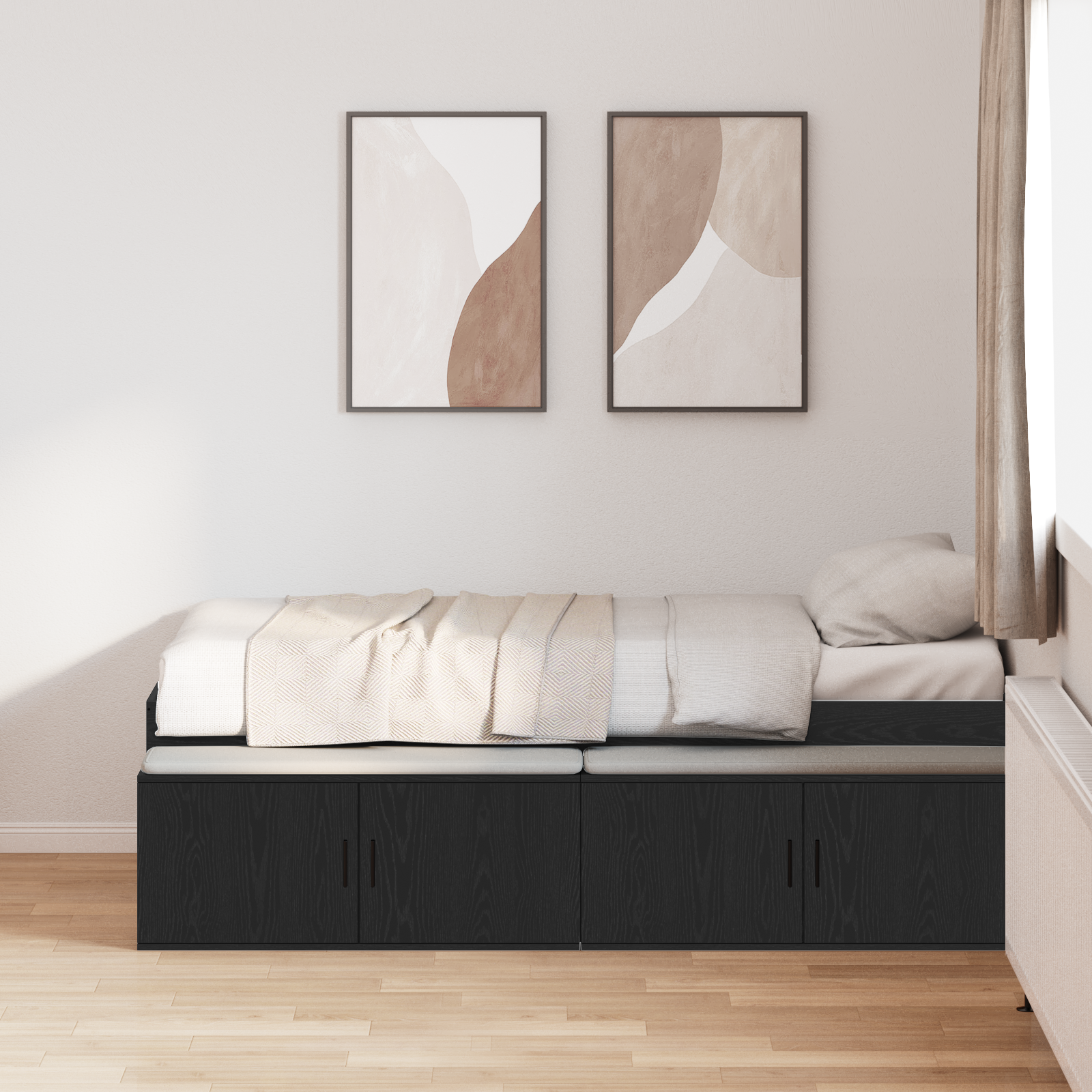 Storage Bed Frame Black Oak 100x200 cm