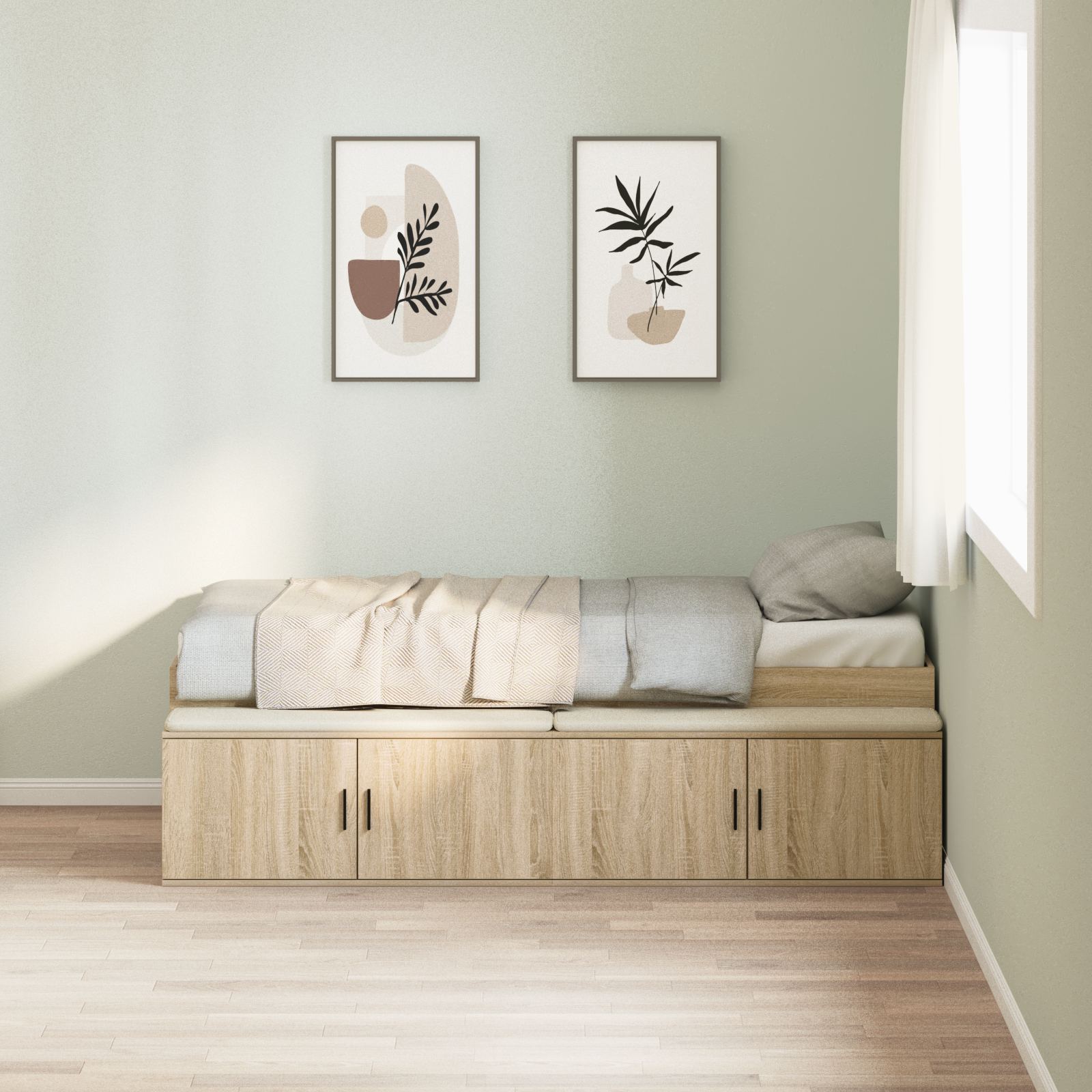 Storage Bed Frame Sonoma Oak 100x200 cm
