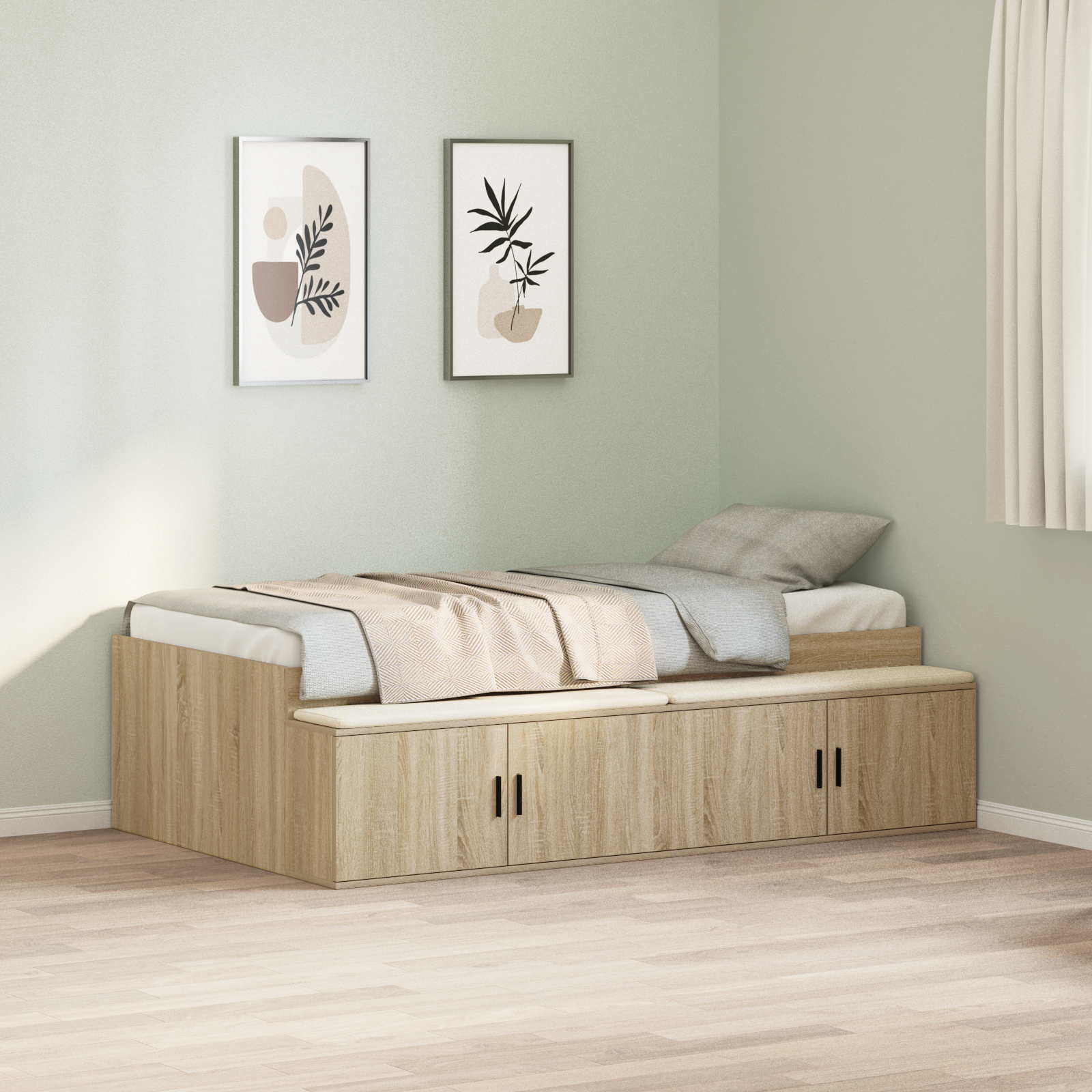 Storage Bed Frame Sonoma Oak 100x200 cm - Image 4