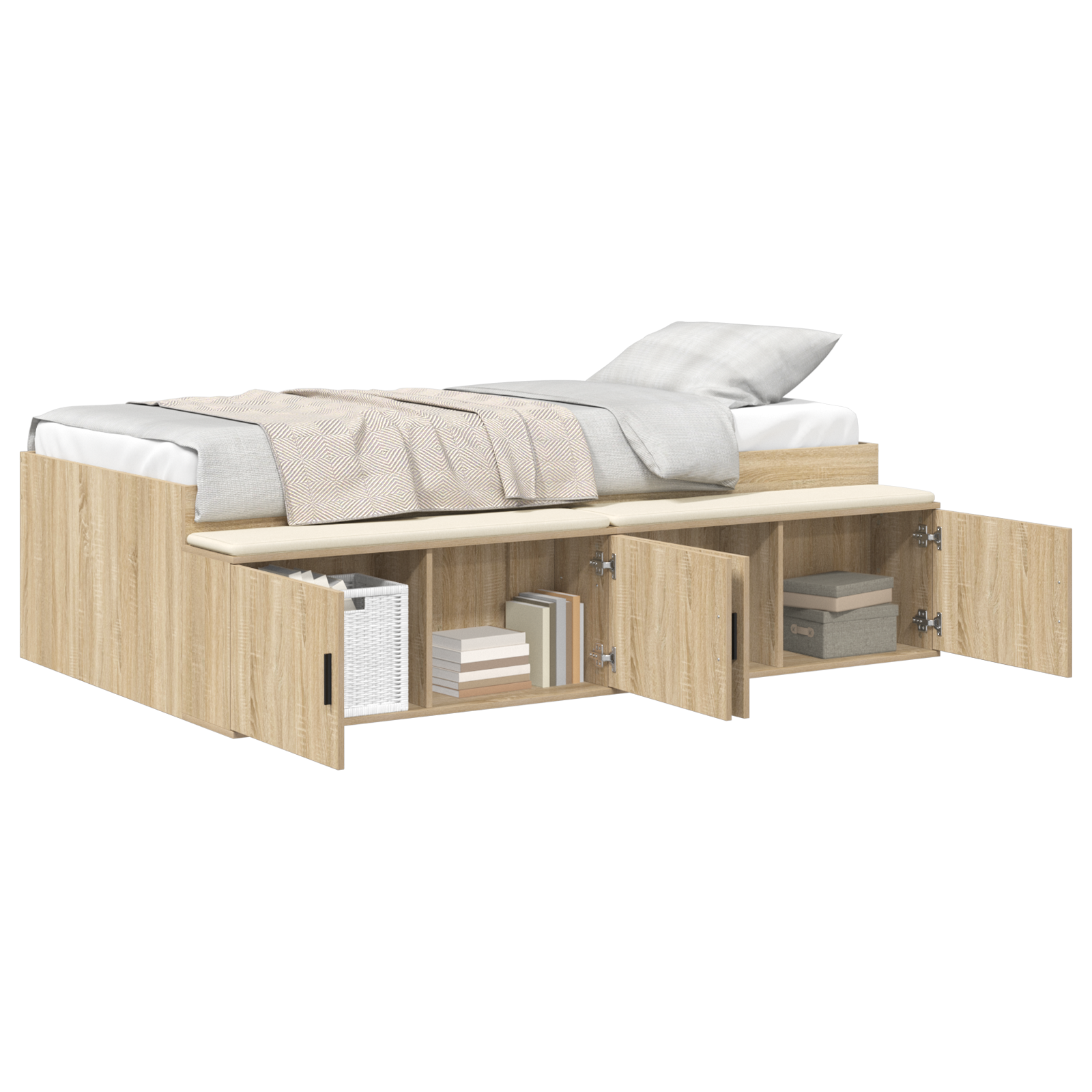 Storage Bed Frame Sonoma Oak 100x200 cm - Image 2