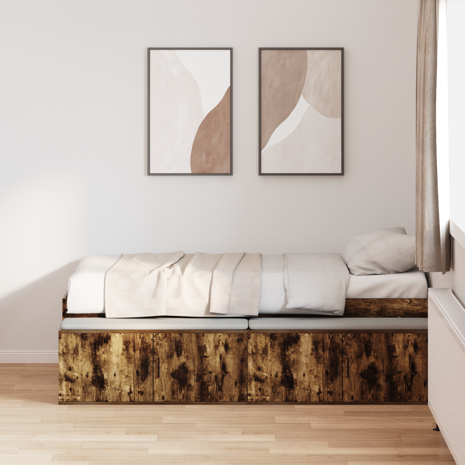 Storage Bed Frame Smoked Oak 100x200 cm
