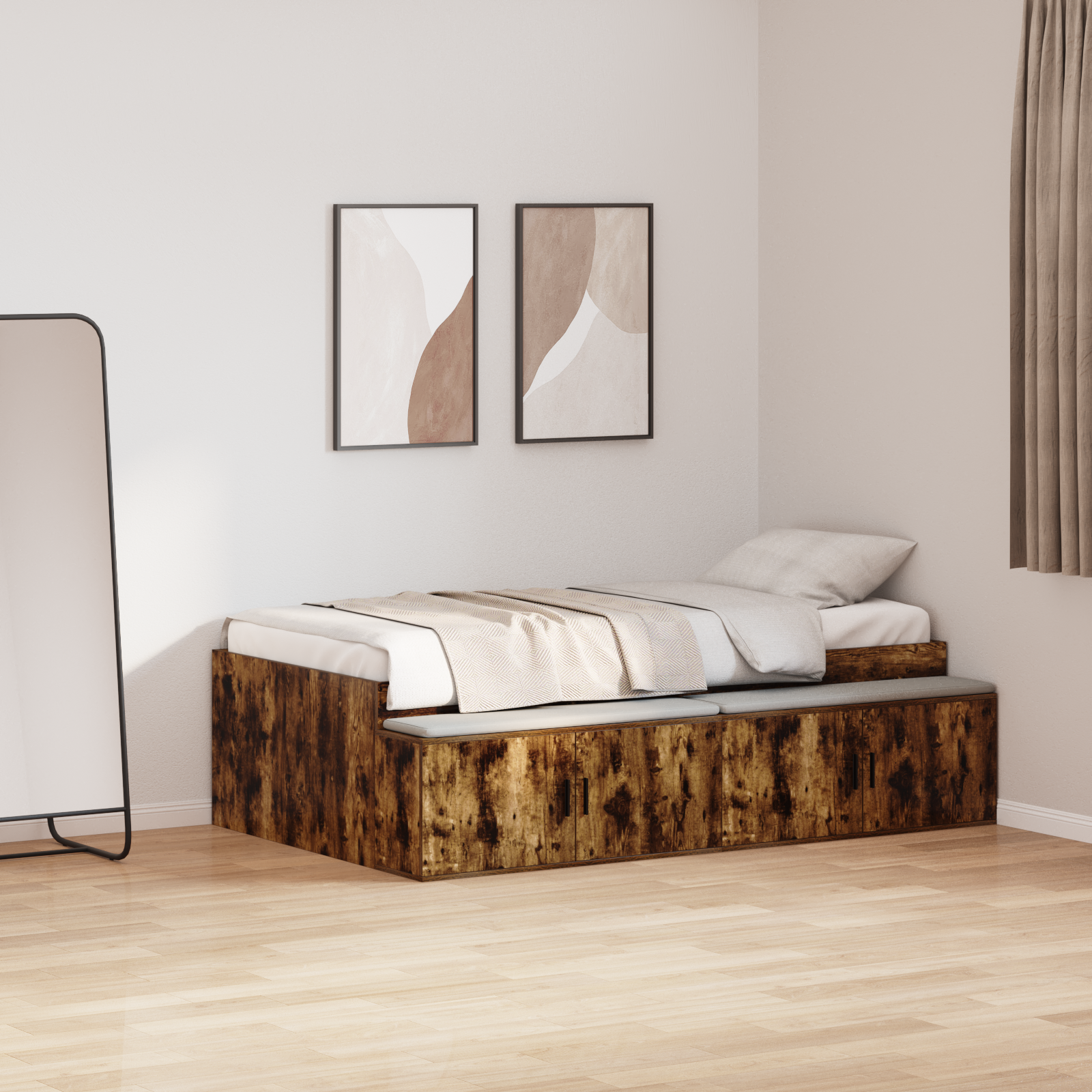 Storage Bed Frame Smoked Oak 100x200 cm - Image 4