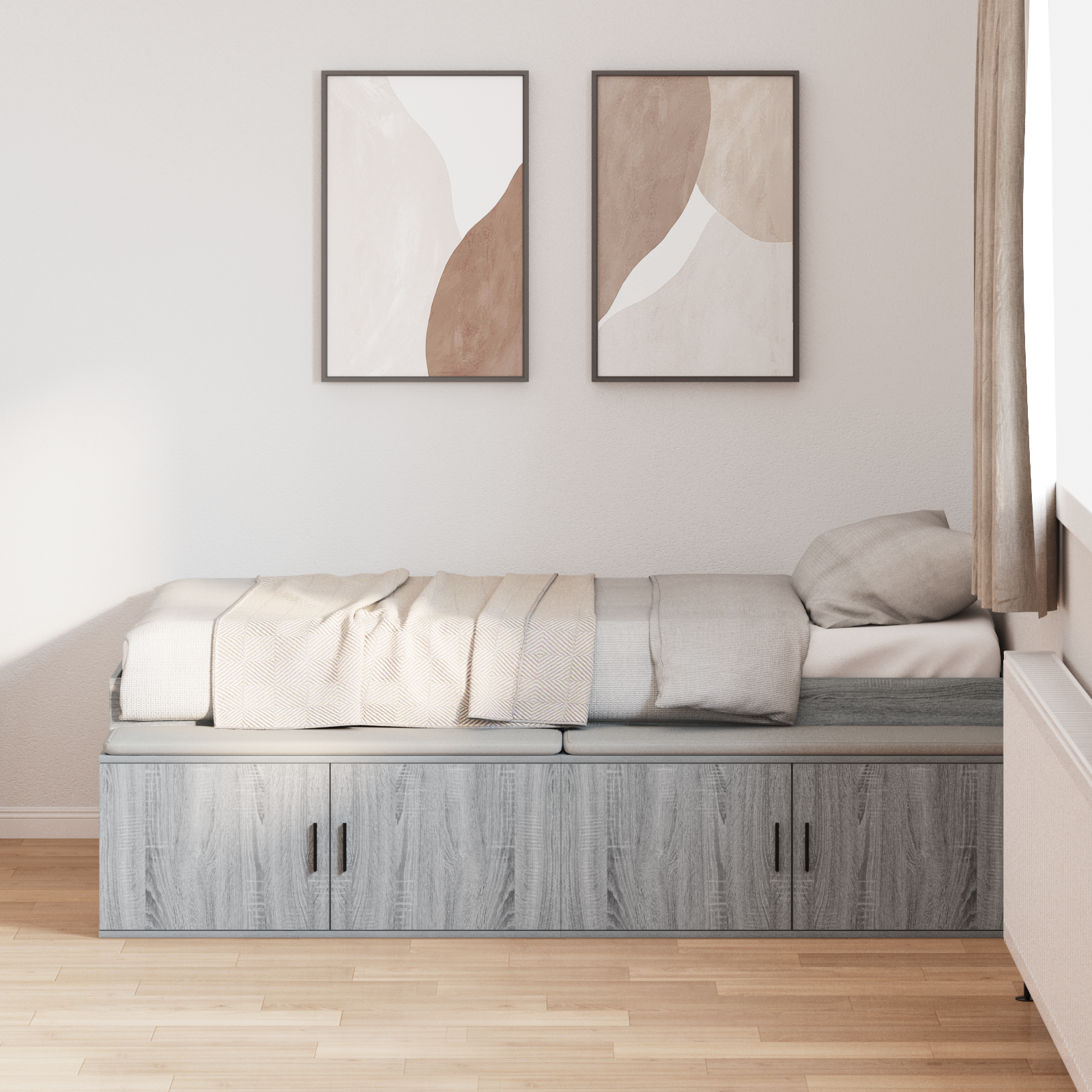 Storage Bed Frame Grey Sonoma 100x200 cm - Image 4