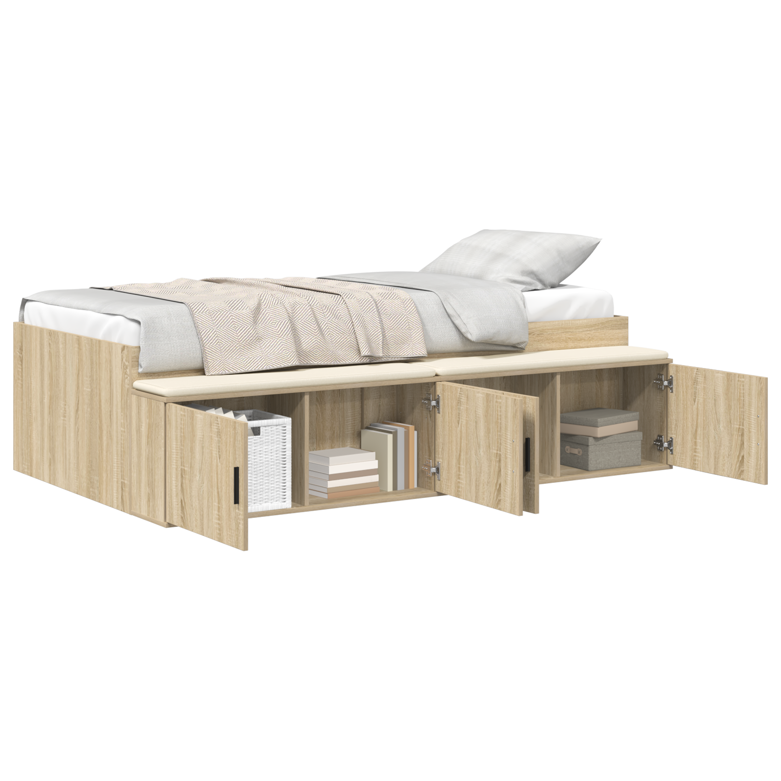 Storage Bed Frame Sonoma Oak 90x200 cm - Image 2