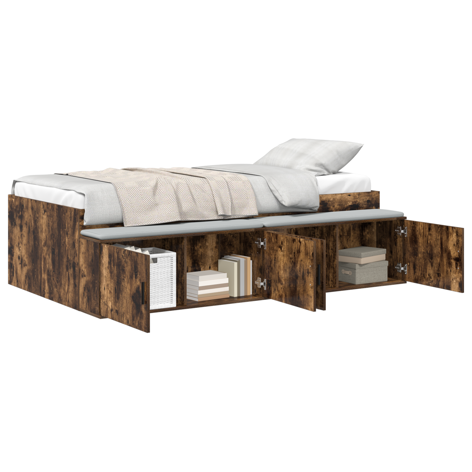 Storage Bed Frame Smoked Oak 90x200 cm - Image 2