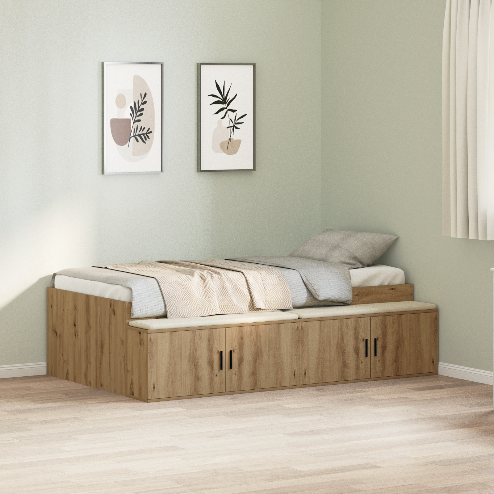 Storage Bed Frame Artisan Oak 90x200 cm