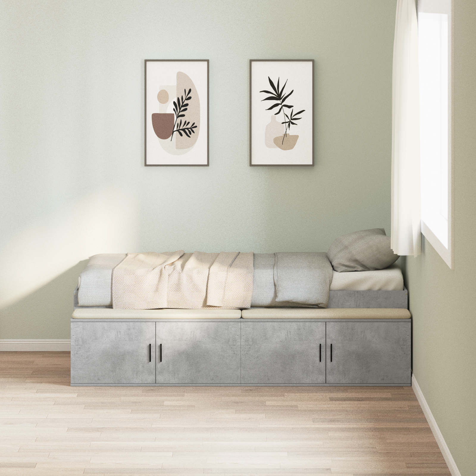 Storage Bed Frame Concrete Grey 80x200 cm