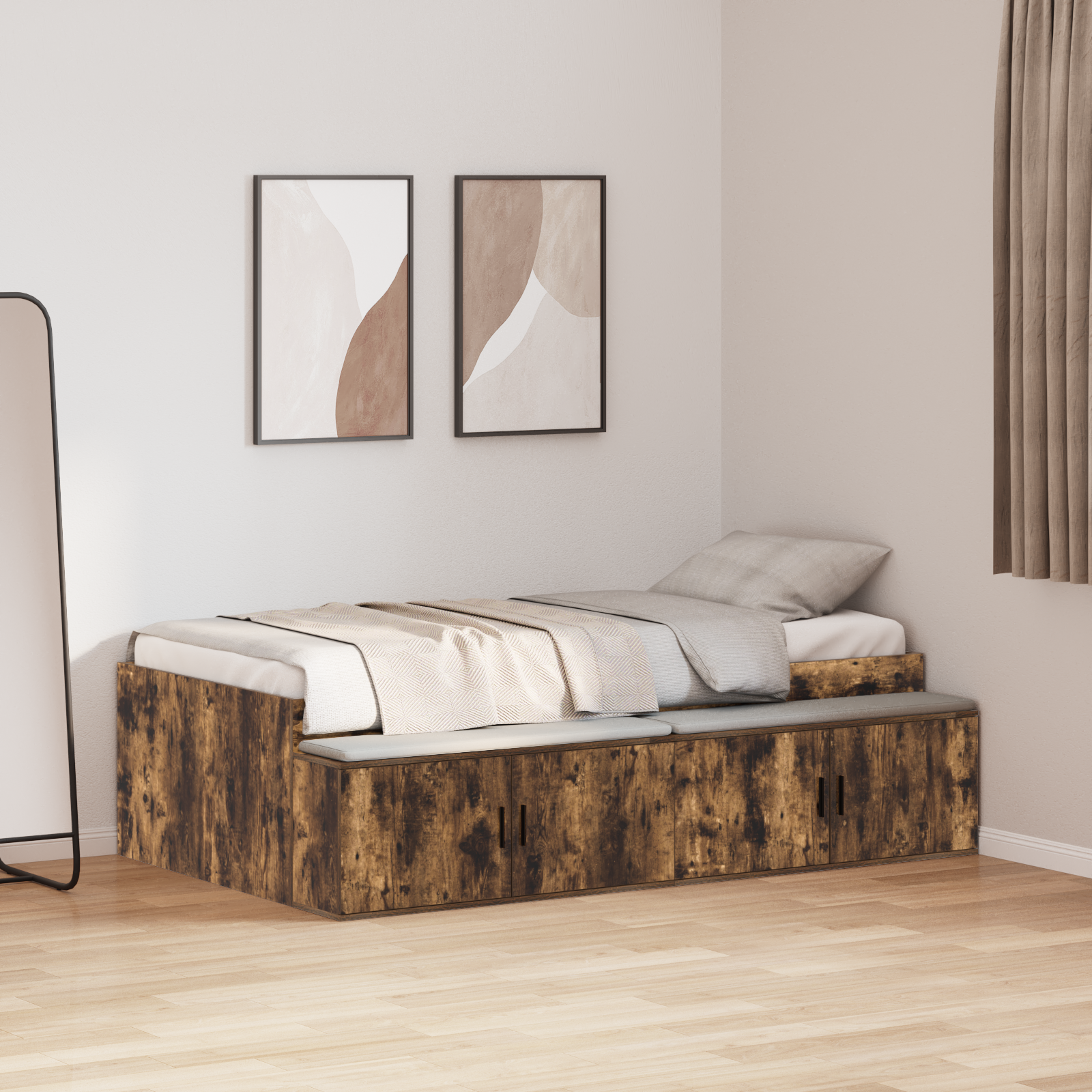 Storage Bed Frame Smoked Oak 80x200 cm