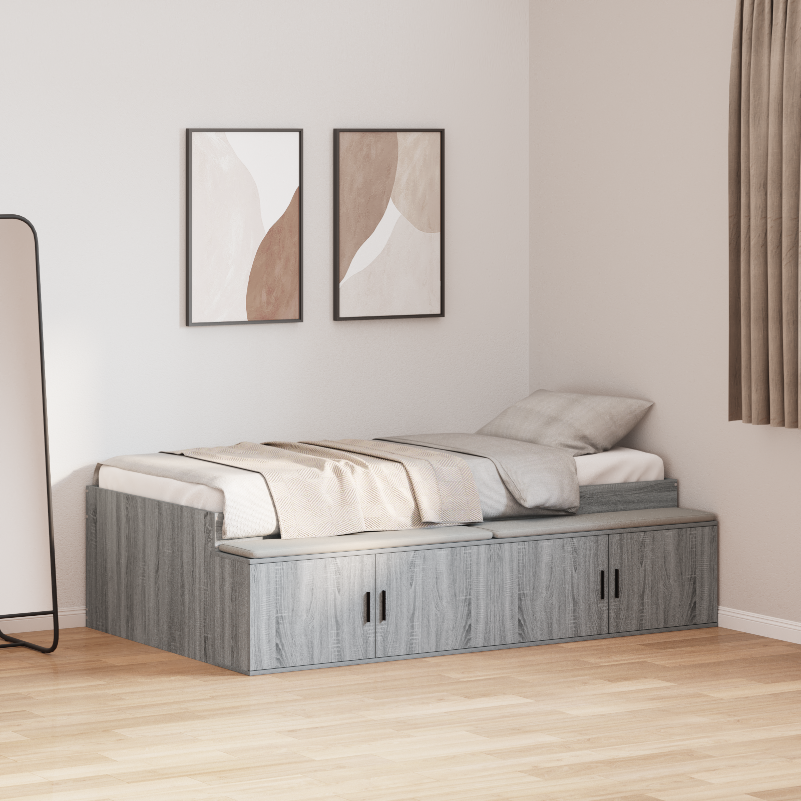 Storage Bed Frame Grey Sonoma 80x200 cm