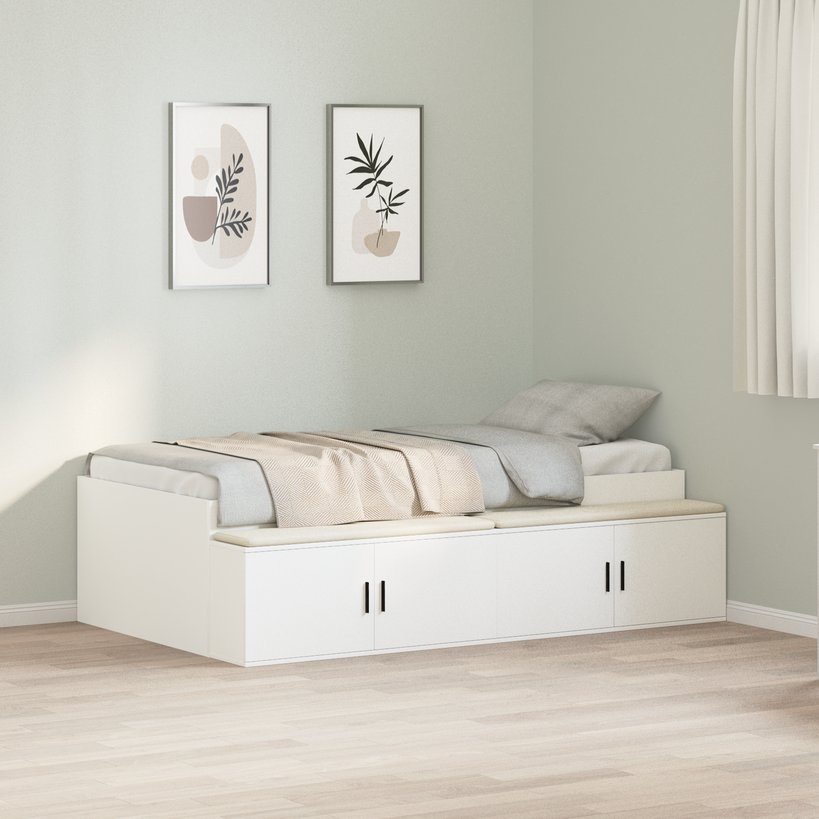 Storage Bed Frame White 75x190 cm