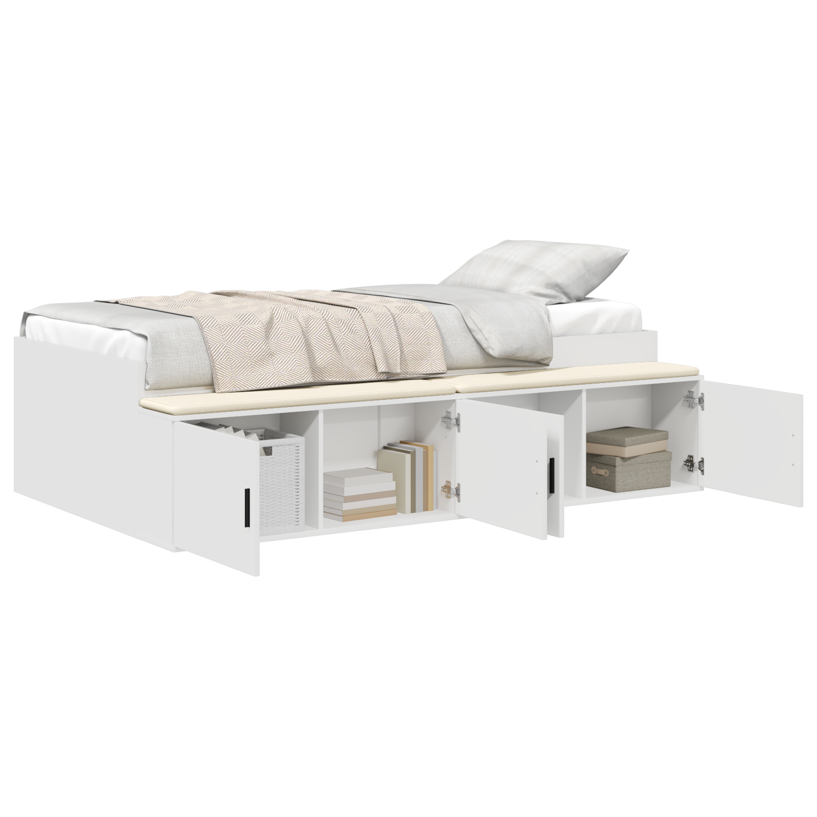 Storage Bed Frame White 75x190 cm - Image 2