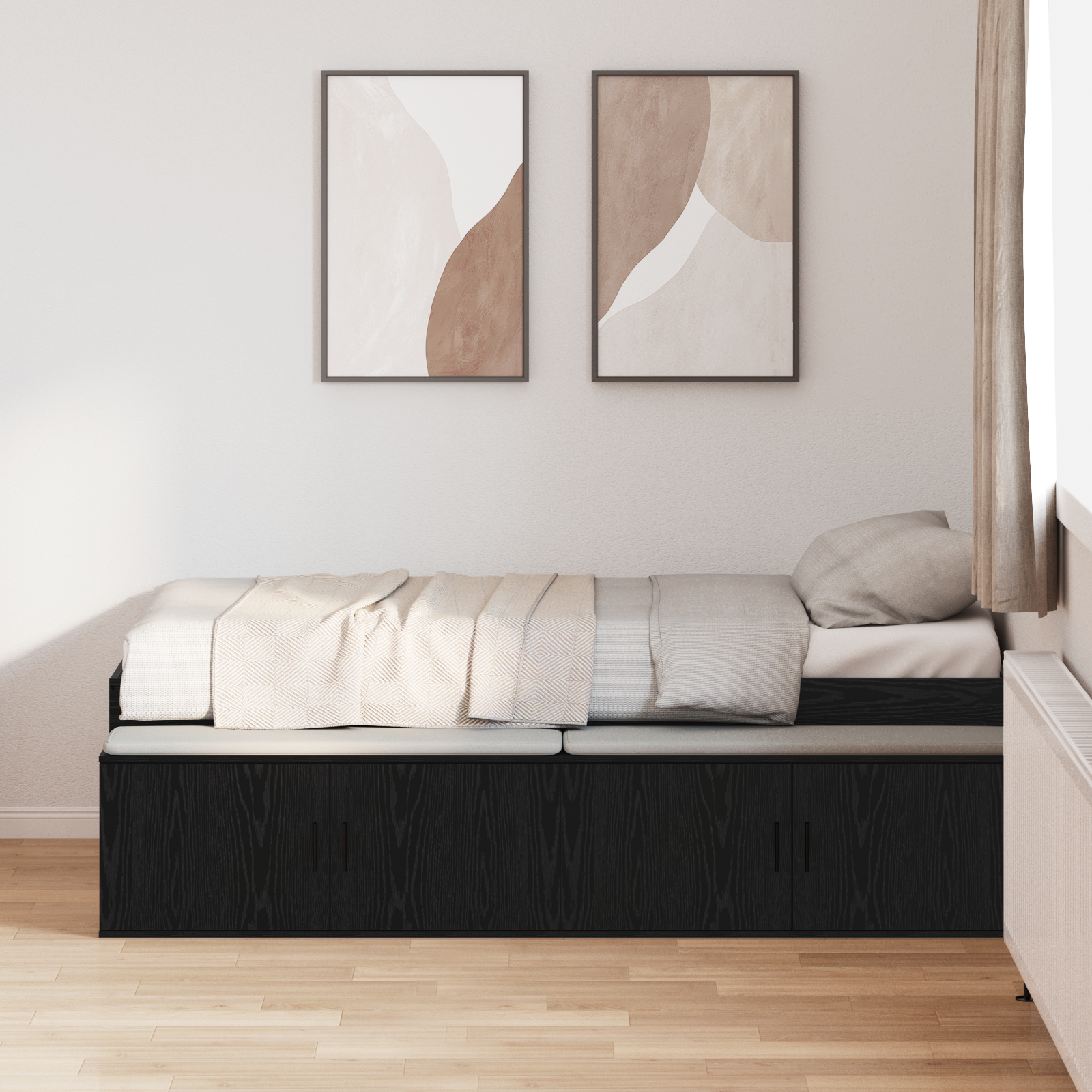 Storage Bed Frame Black Oak 75x190 cm - Image 4