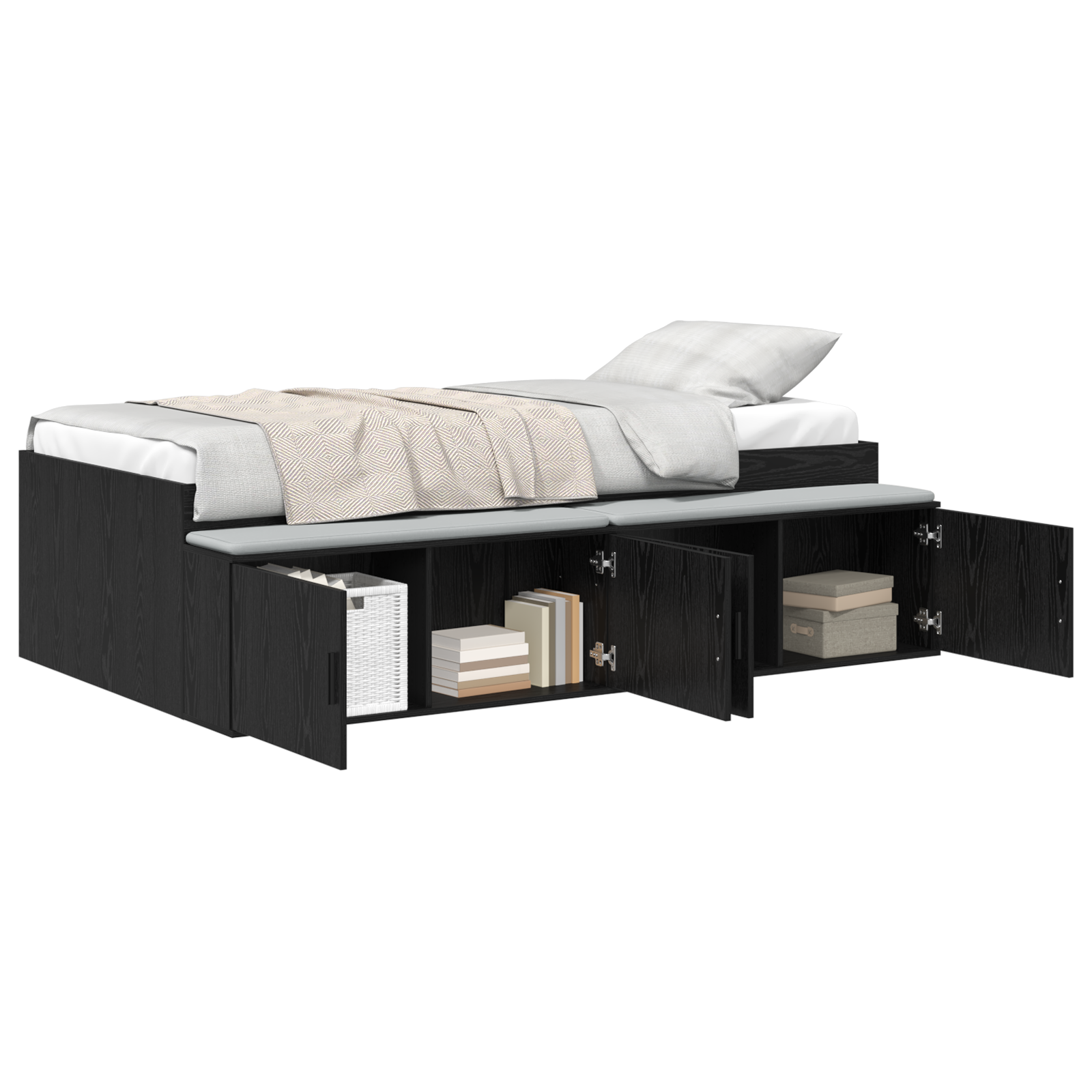 Thumbnail - vidaXL Bett mit Stauraum Schwarze Eiche 75 x 190 cm Holzwerkstoff
