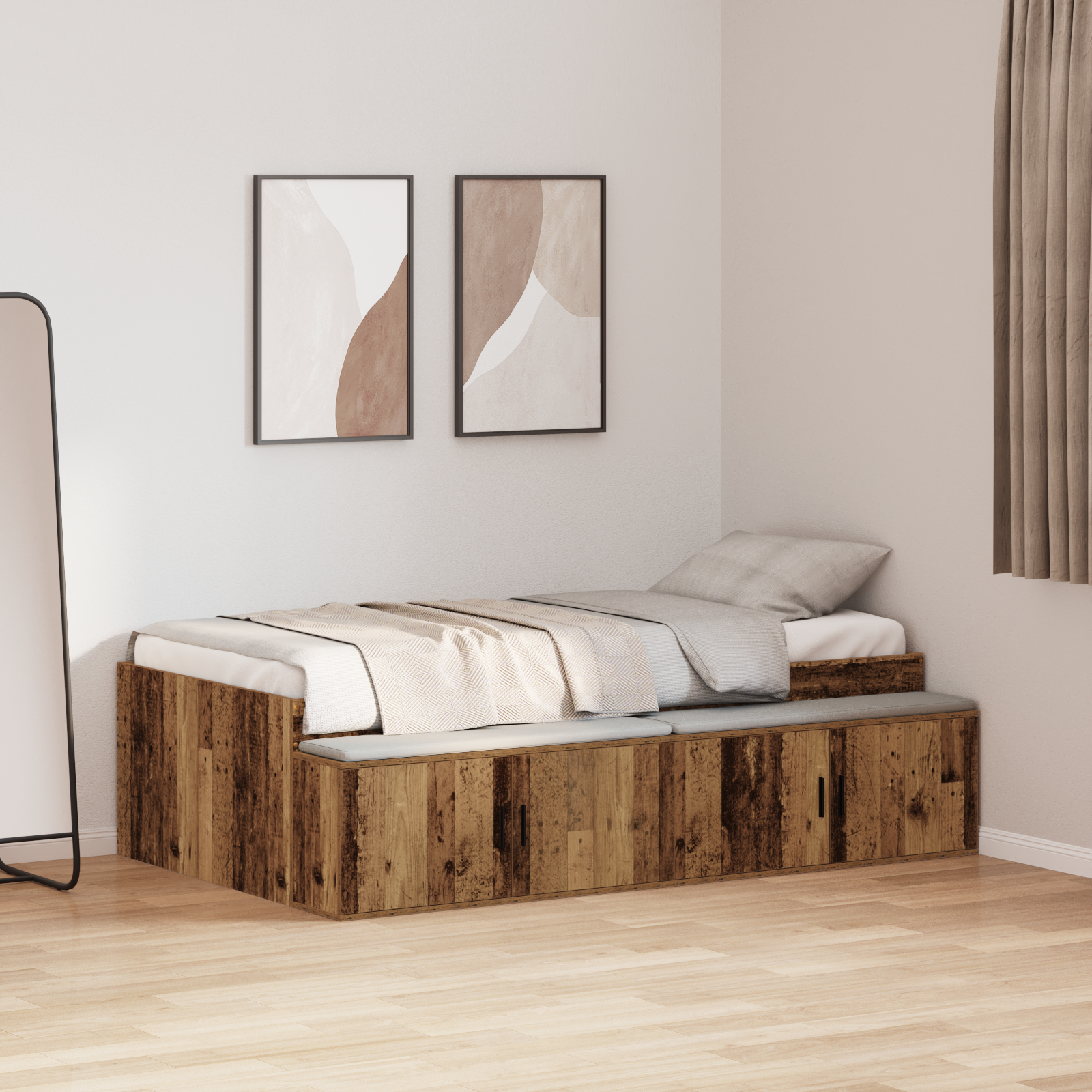 Storage Bed Frame Artisan Oak 75x190 cm