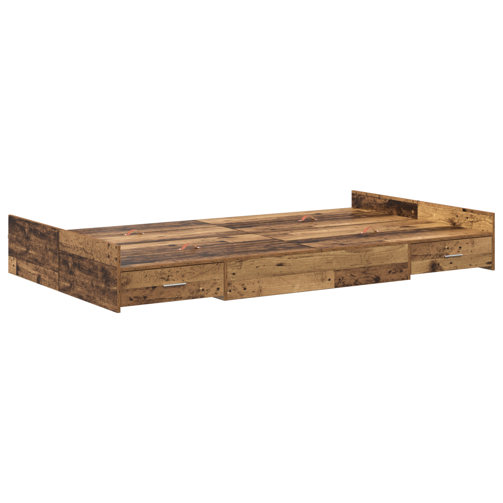Storage Bed Frame Old Wood 120x190 cm Engineered Wood - Image 3