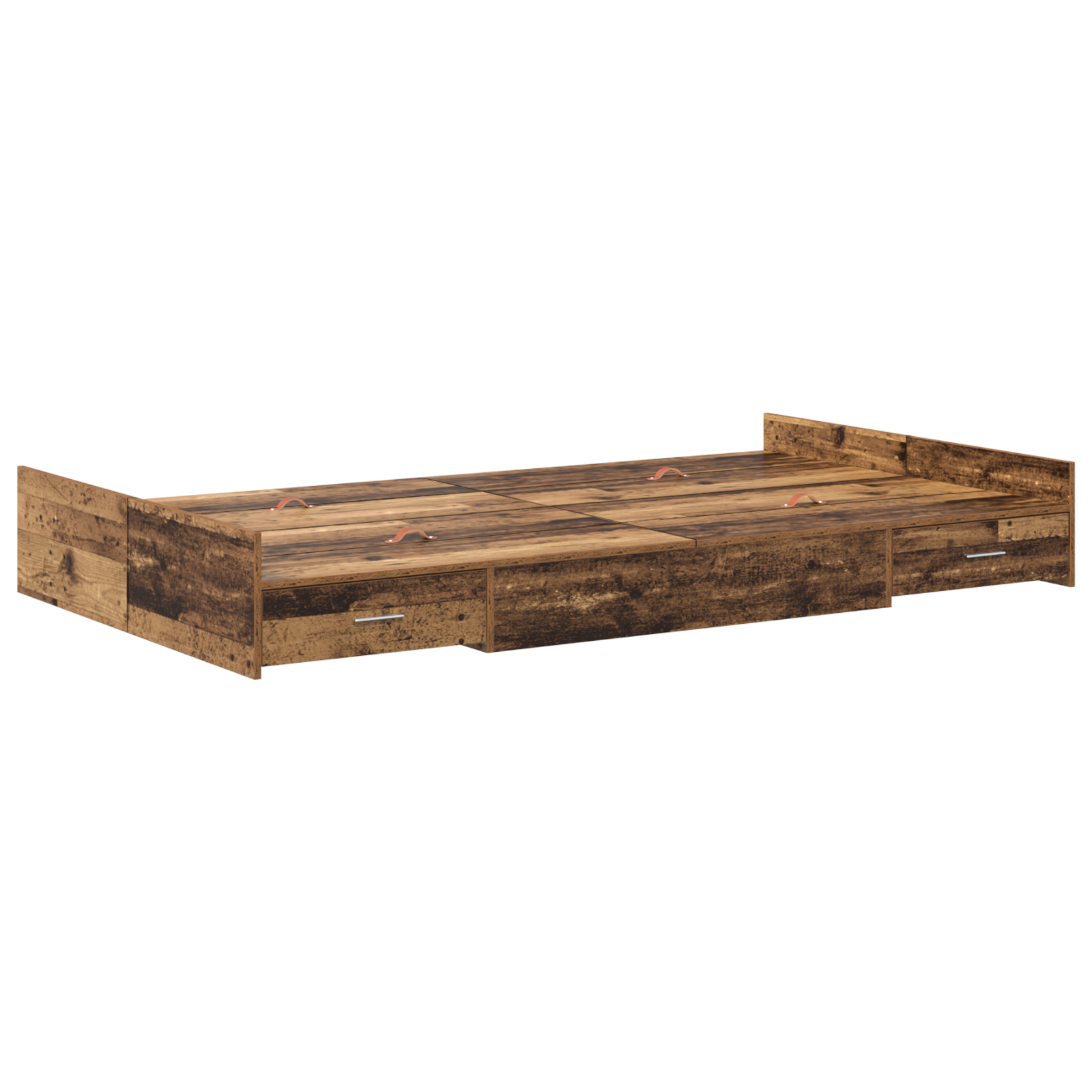 Storage Bed Frame Old Wood 120x190 cm Engineered Wood - Image 7