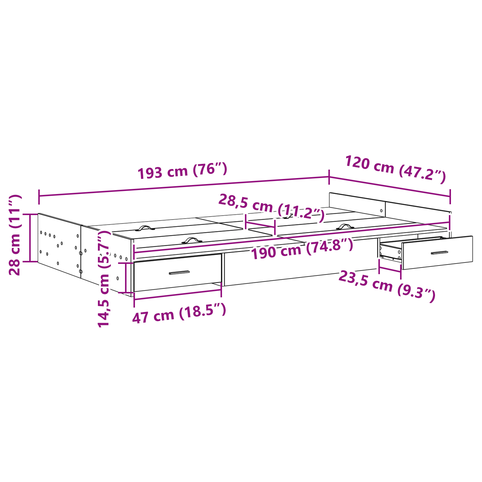 Storage Bed Frame Old Wood 120x190 cm Engineered Wood - Image 10