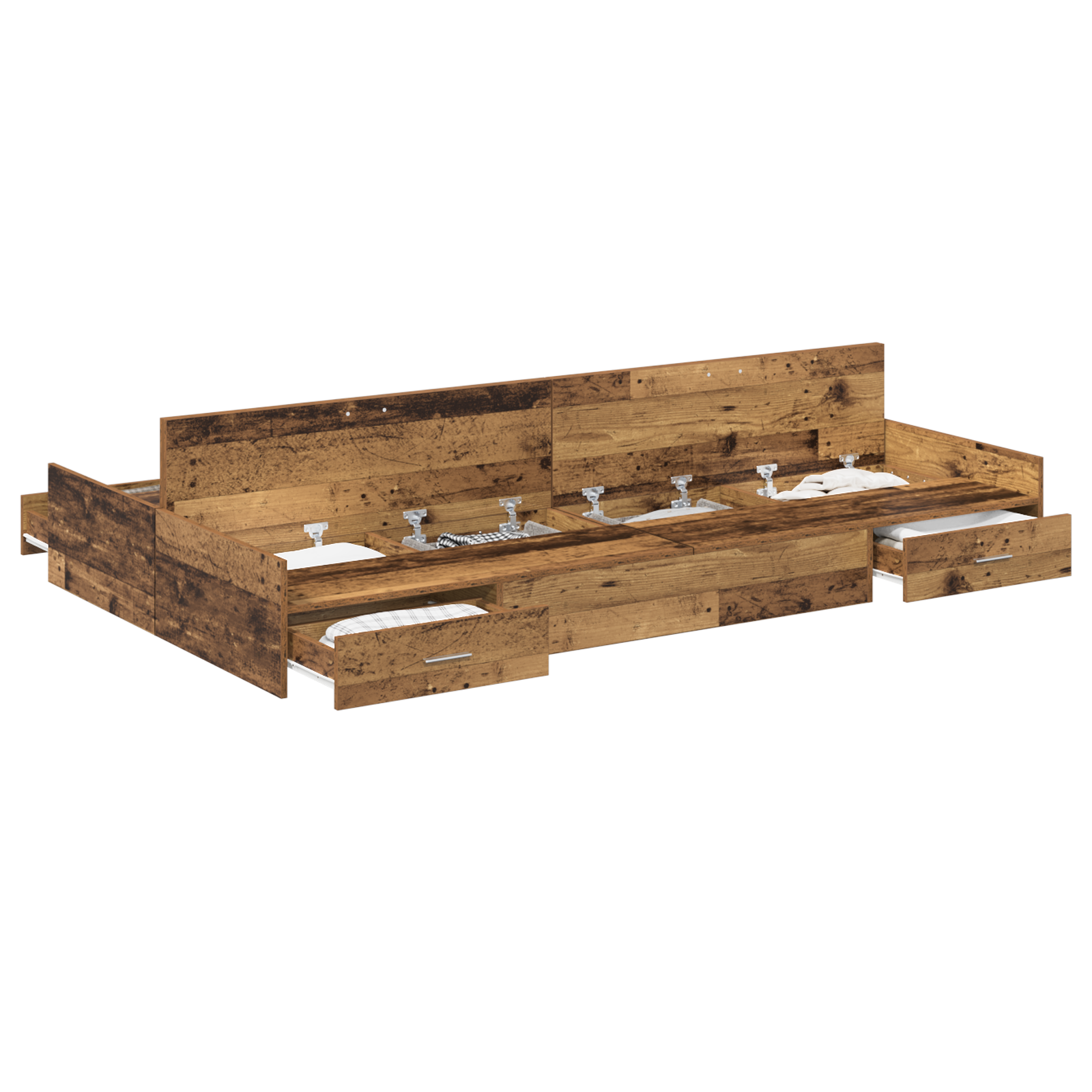 Storage Bed Frame Old Wood 120x190 cm Engineered Wood - Image 2