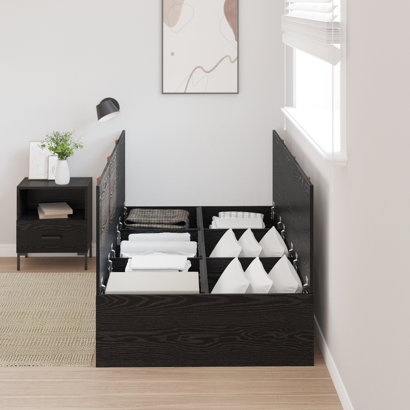 Storage Bed Frame Black Oak 80x200 cm - Image 4