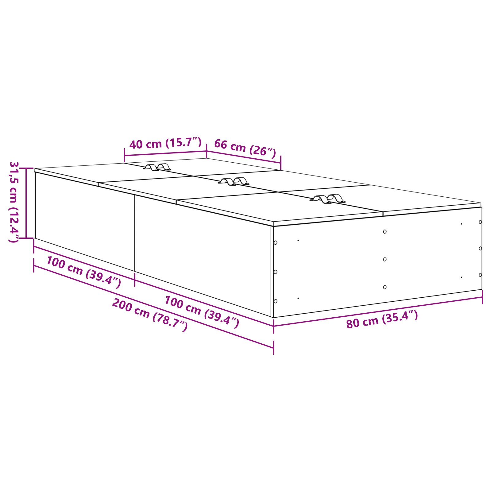 Storage Bed Frame Black Oak 80x200 cm - Image 11