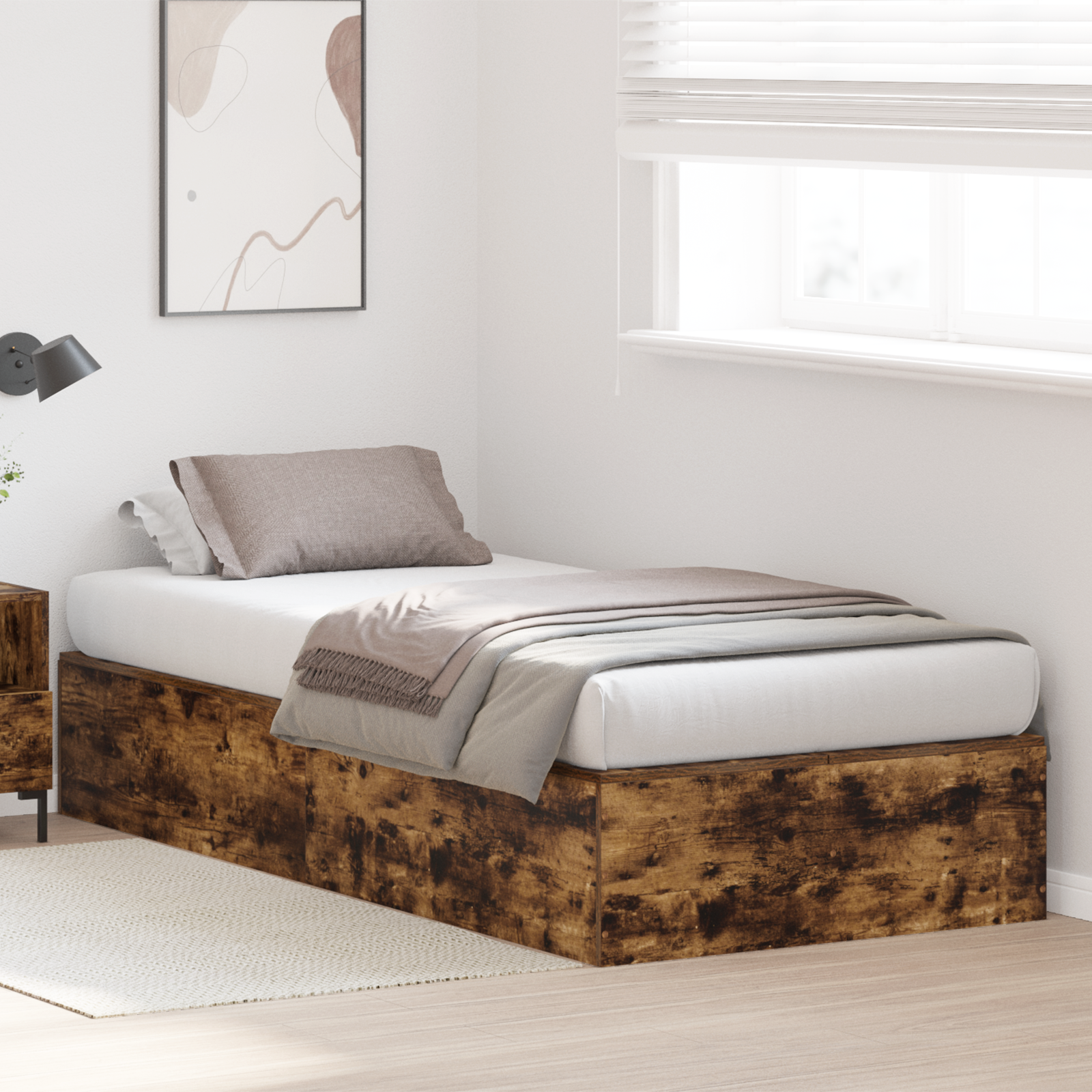 Storage Bed Frame Smoked Oak 100x200 cm - Image 5