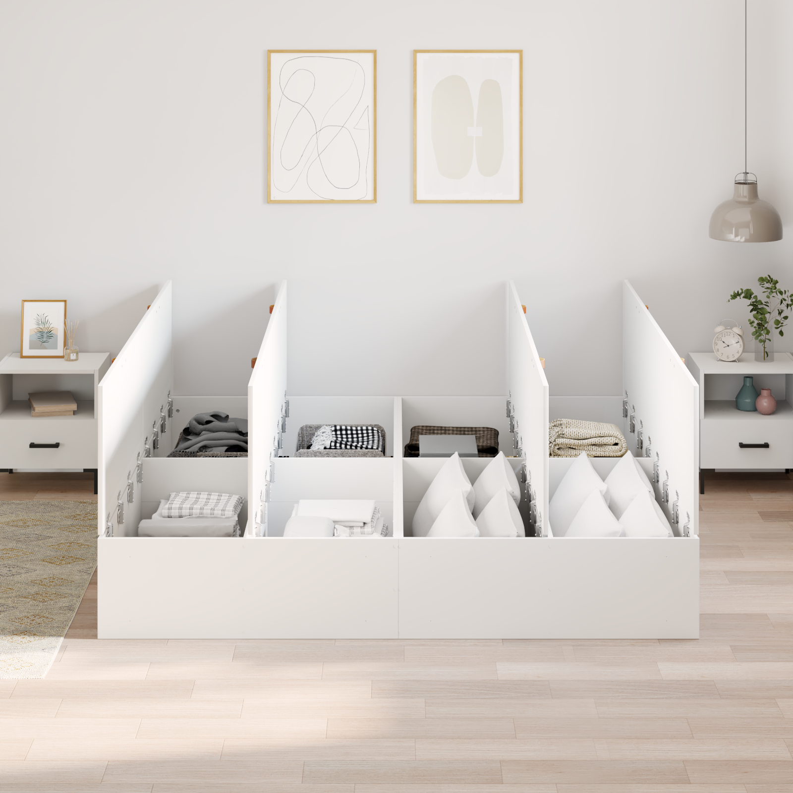 Storage Bed Frame White 200x200 cm - Image 4