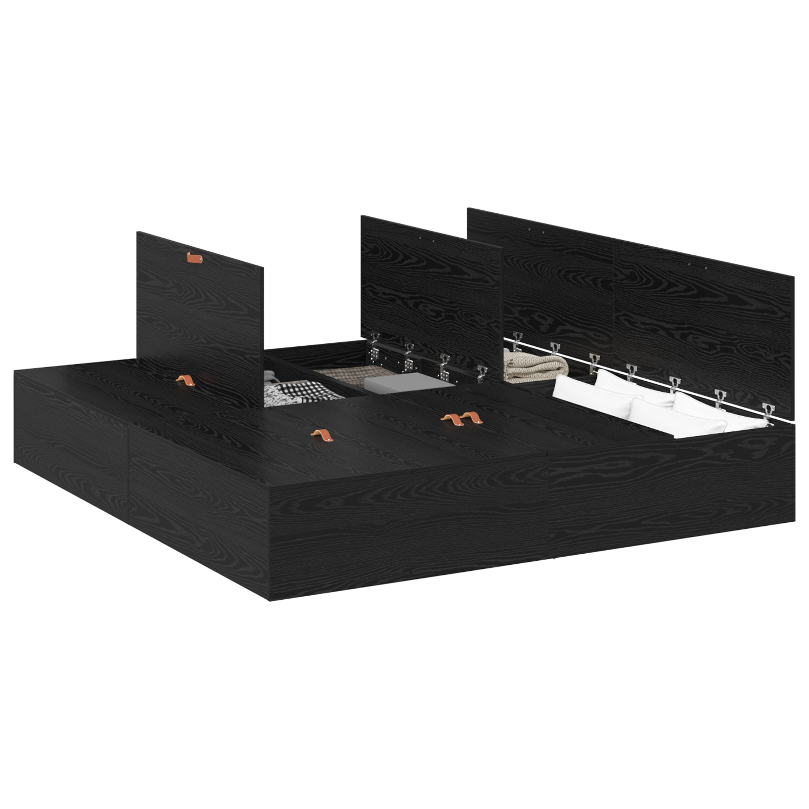 Storage Bed Frame Black Oak 200x200 cm - Image 2