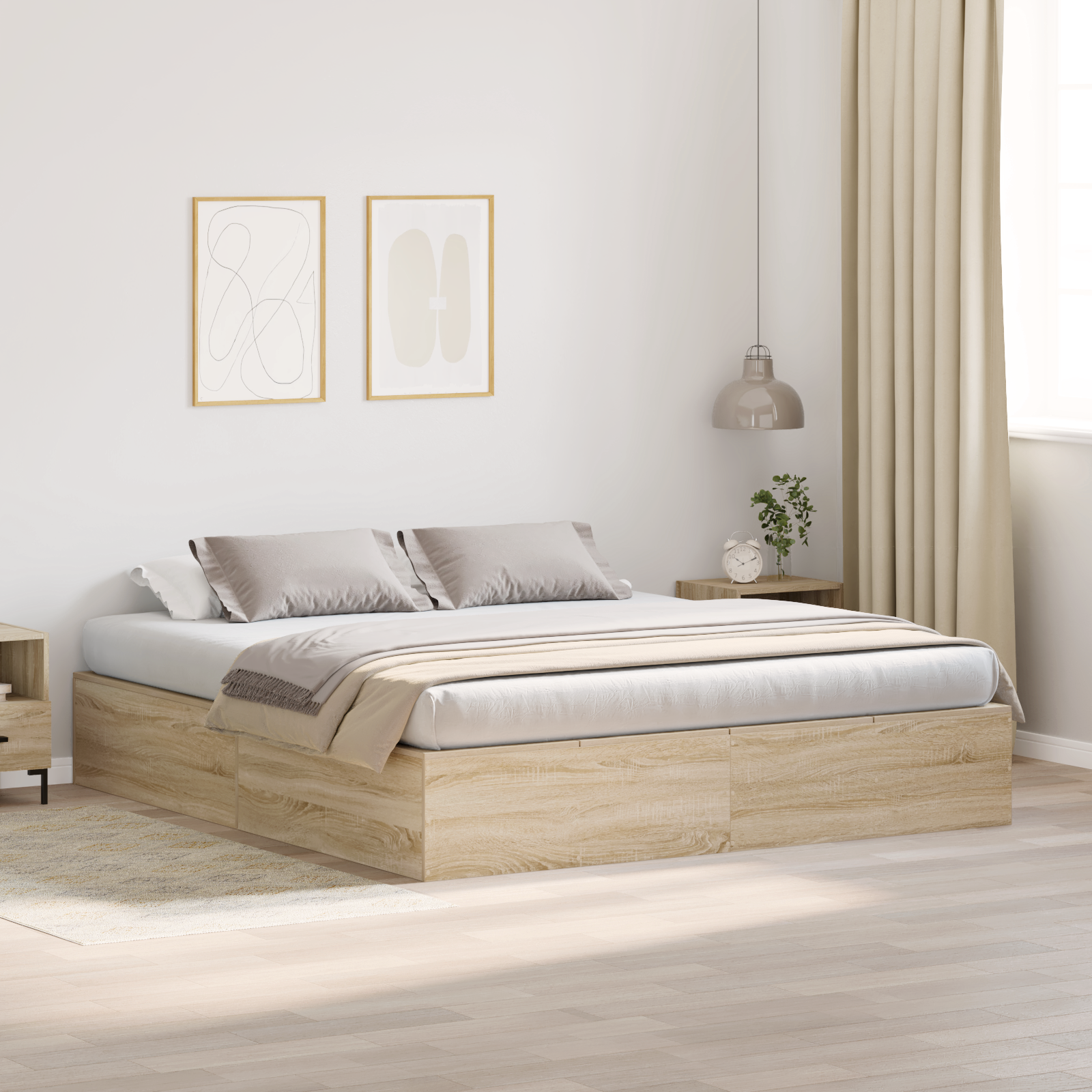 Storage Bed Frame Sonoma Oak 200x200 cm