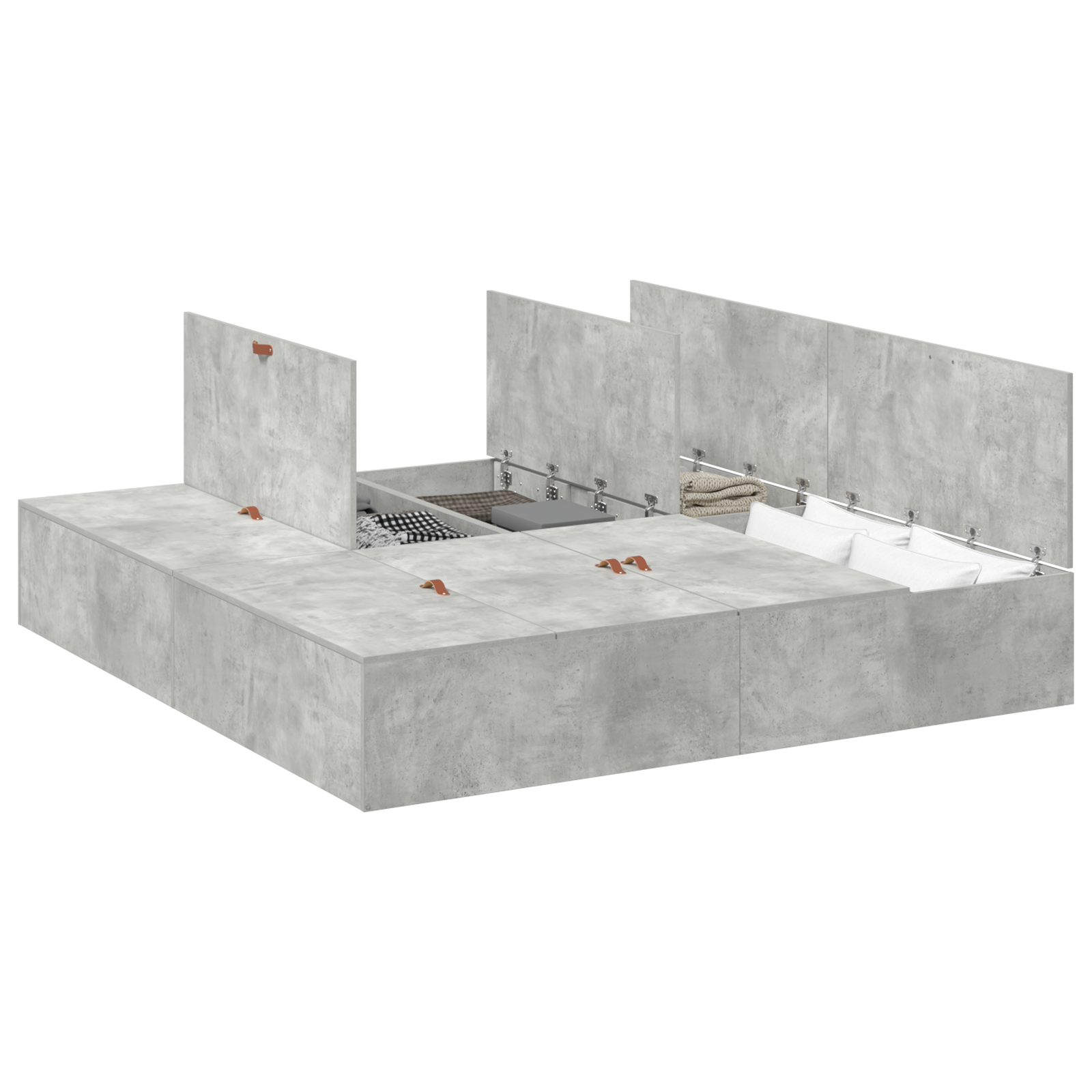 Storage Bed Frame Concrete Grey 200x200 cm - Image 2