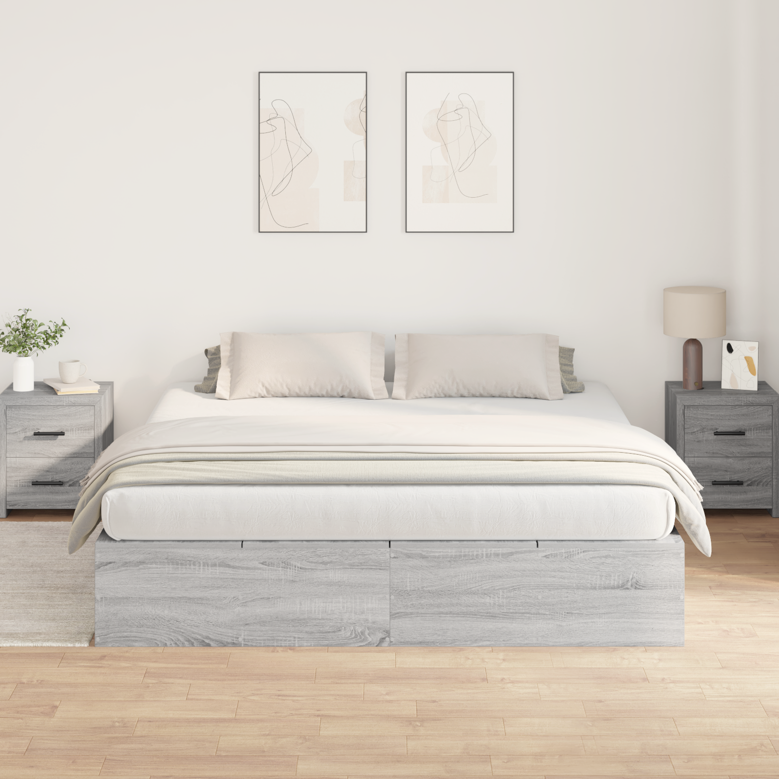 Storage Bed Frame Grey Sonoma 200x200 cm - Image 5