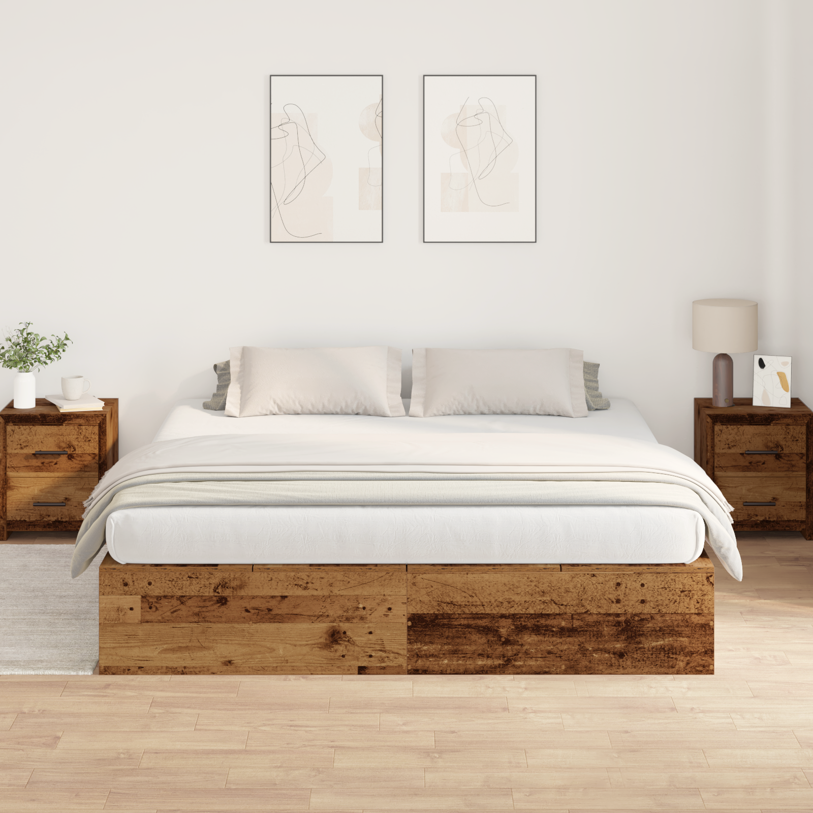 Storage Bed Frame Old Wood 200x200 cm - Image 5