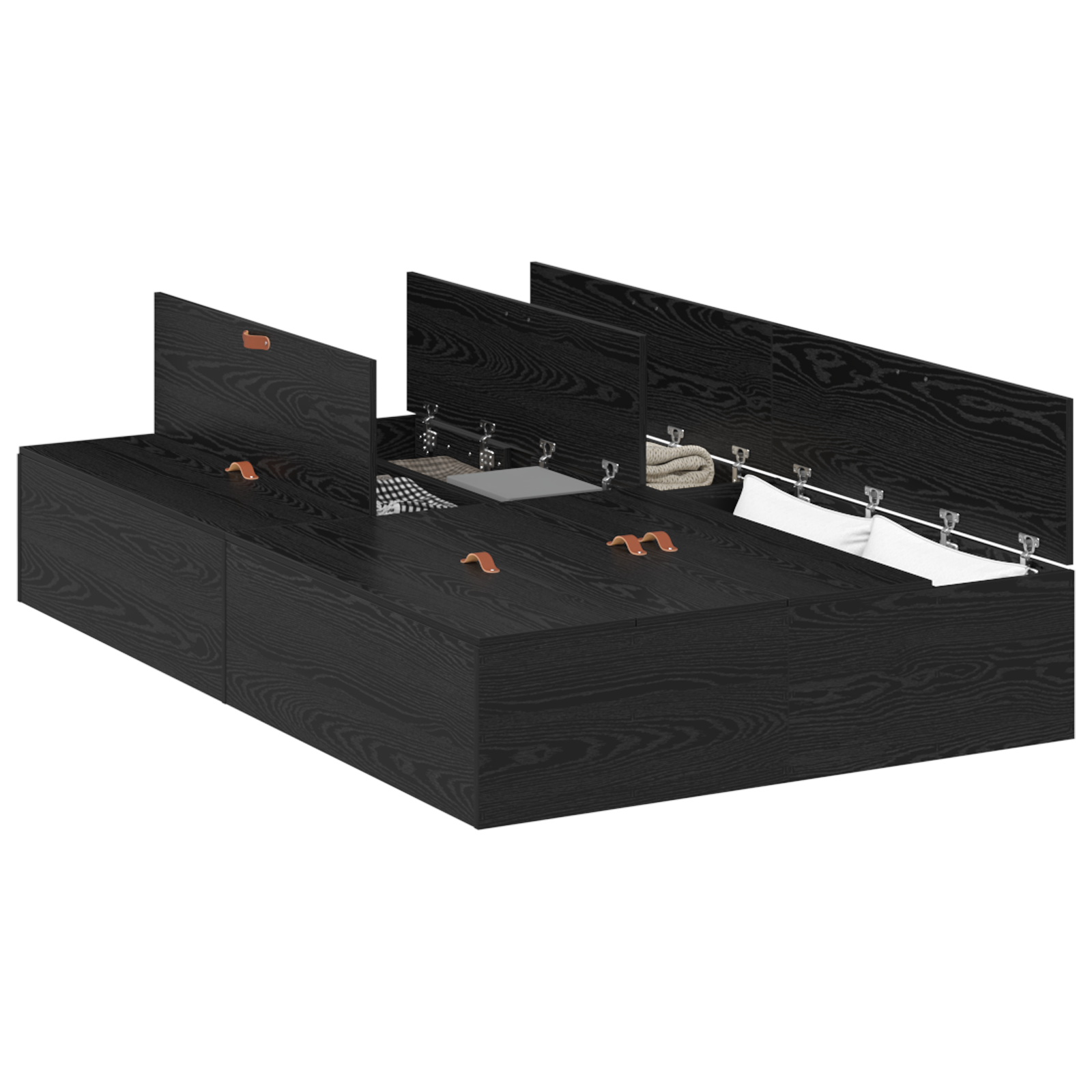 Storage Bed Frame Black Oak 120x200 cm - Image 2