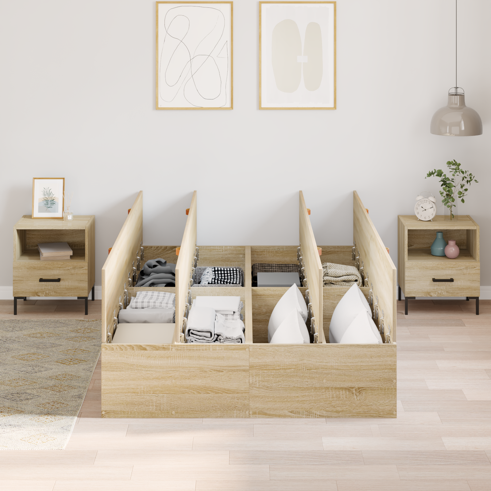Storage Bed Frame Sonoma Oak 120x200 cm - Image 4